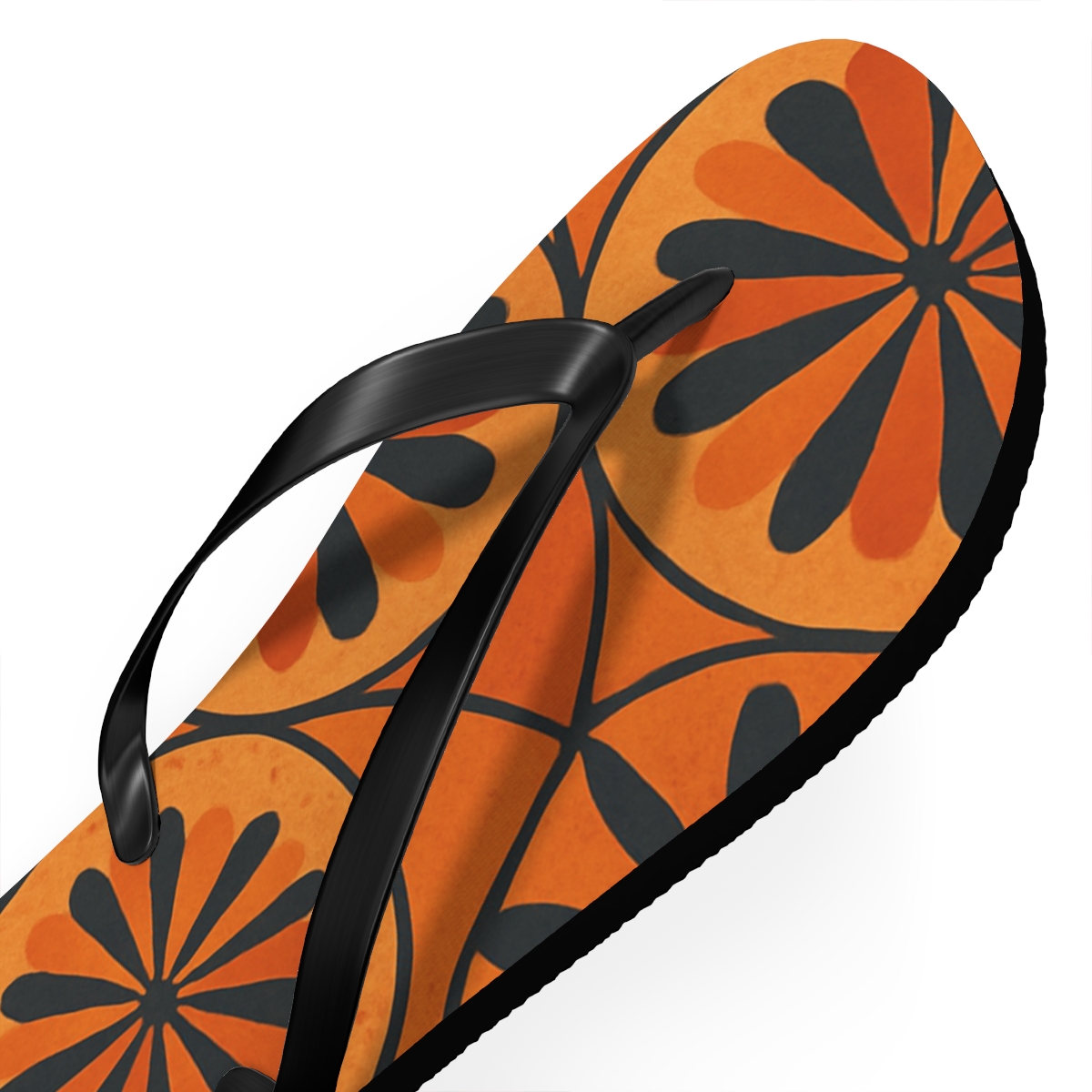 Marigold Orbit Lattice designer logo flip flops