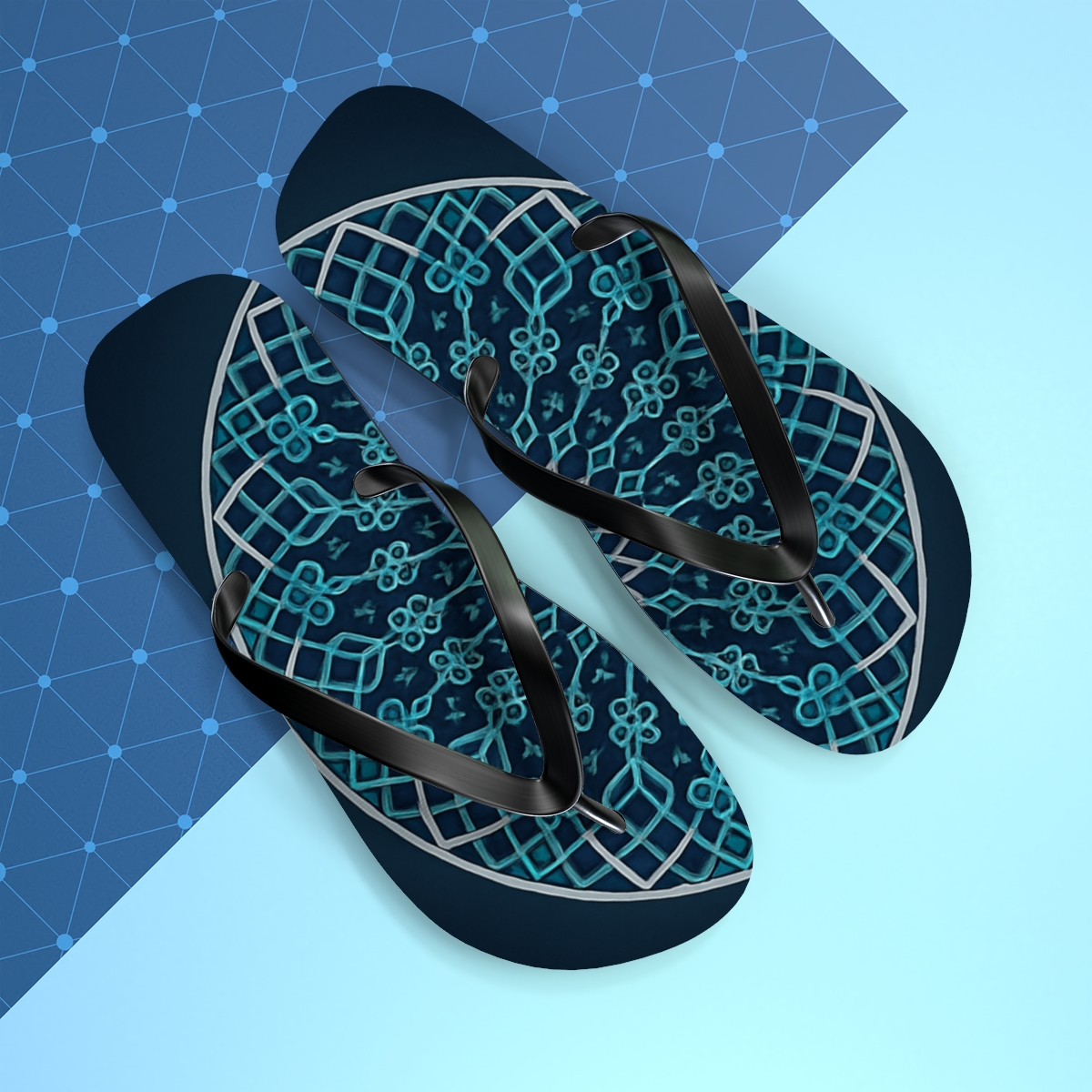Prismatic Lattice Rosette custom flip flops