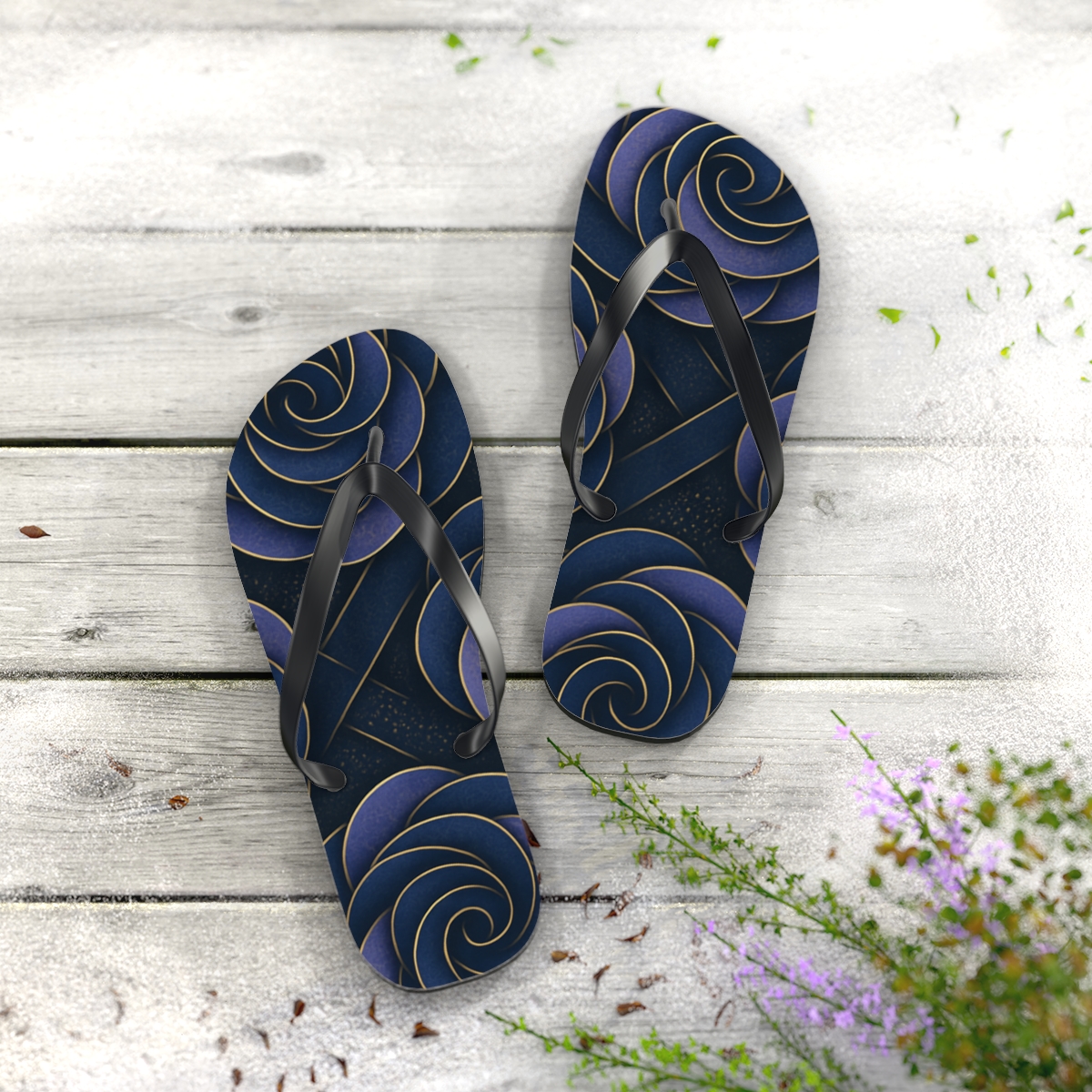 Camellia Fractal Braidwork comfortable casual flip flops