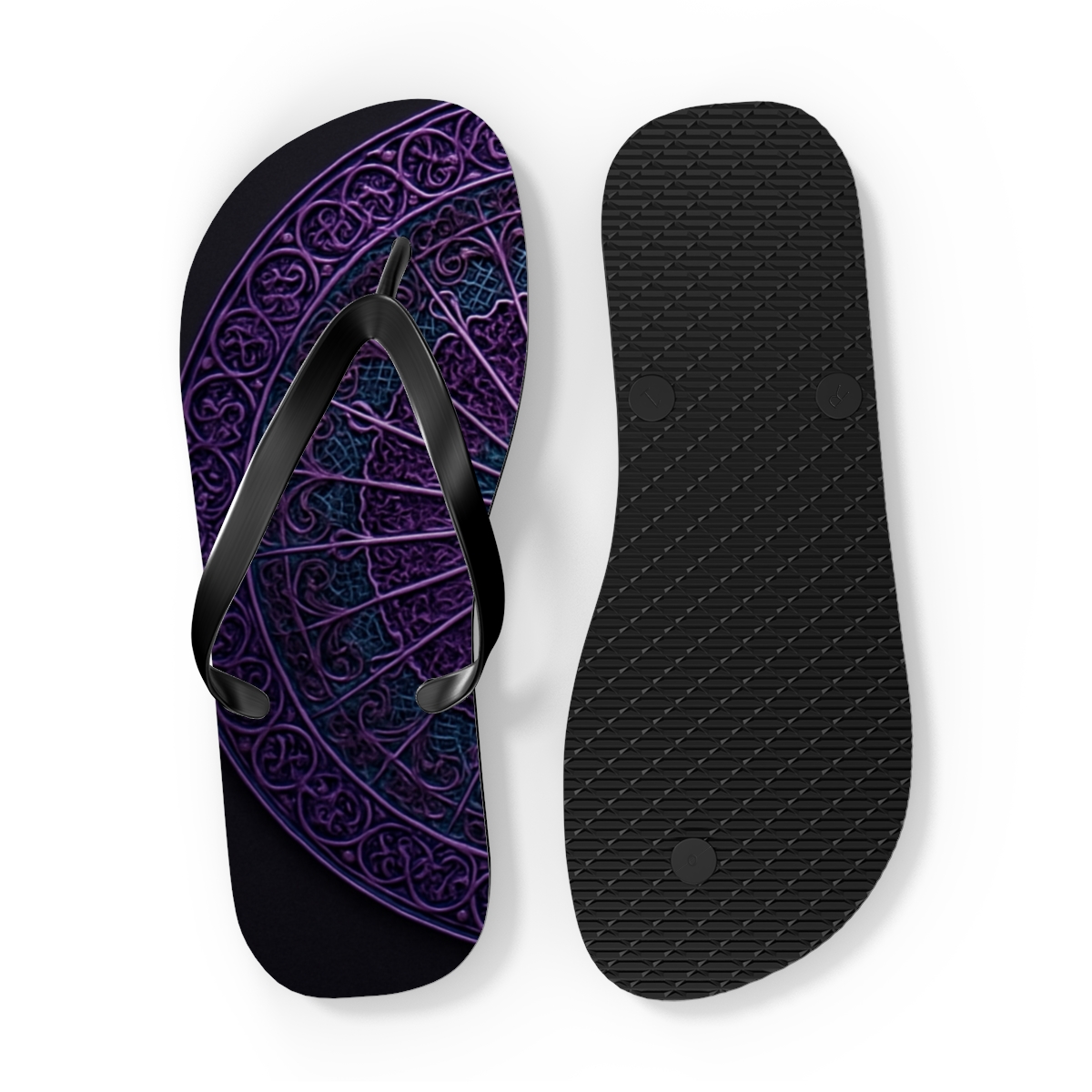 Prismatic Orbit Filigree Wheel trendy printed flip flops