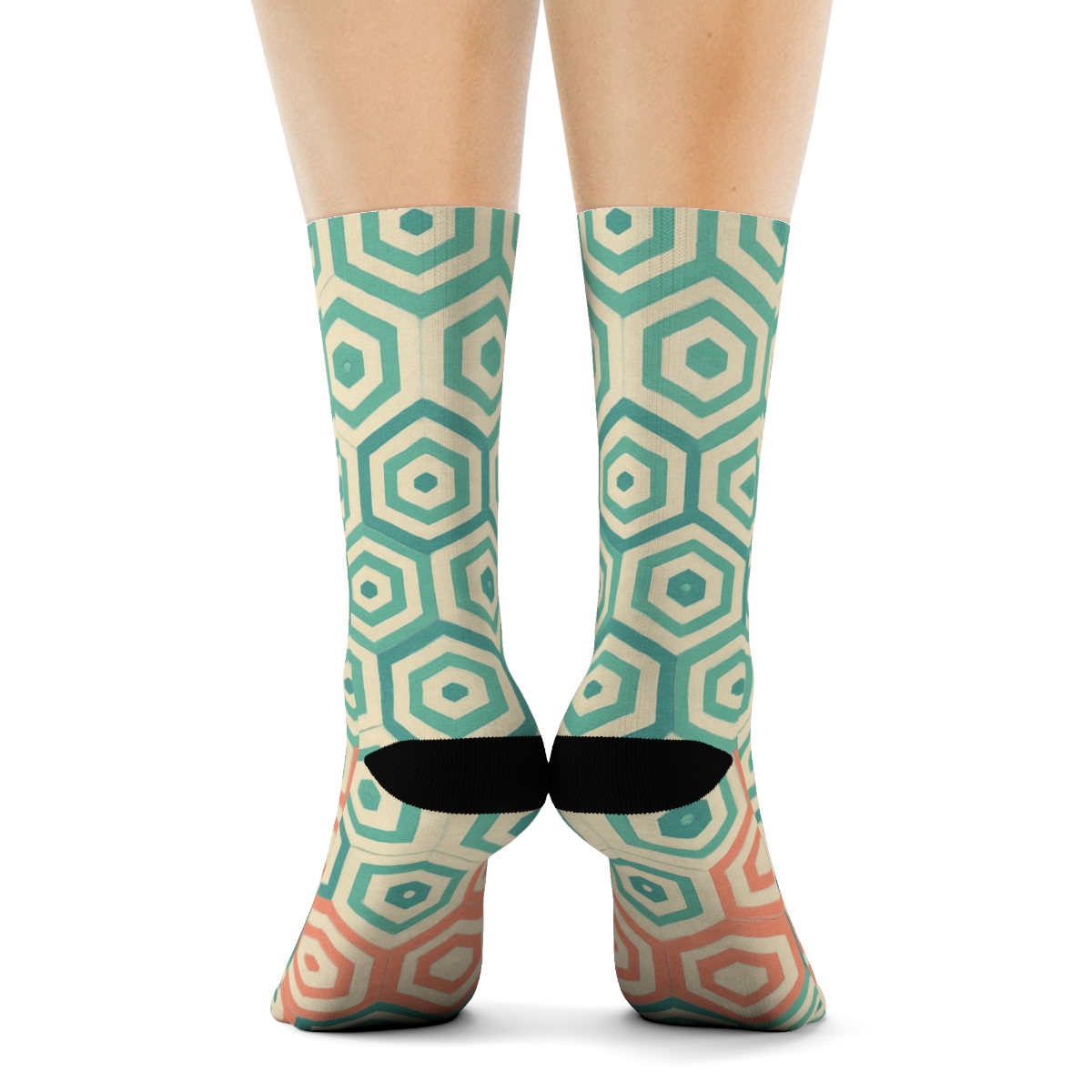 Hex Tile Bloom Gradient Matrix custom socks