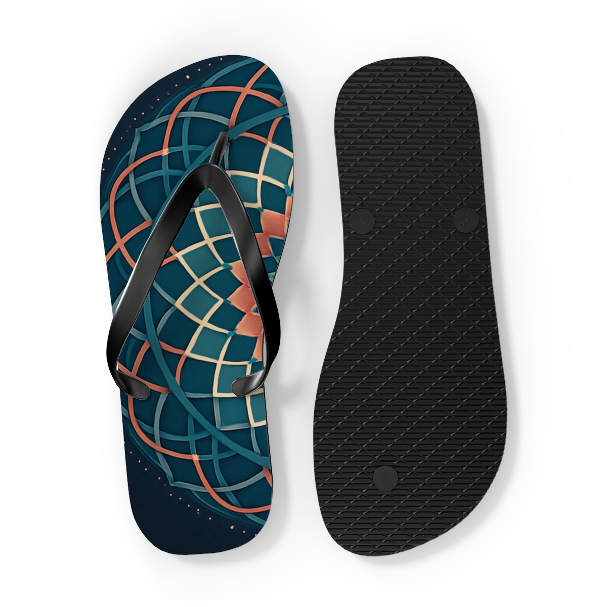 Nebula Lattice Rosette personalized beach flip flops
