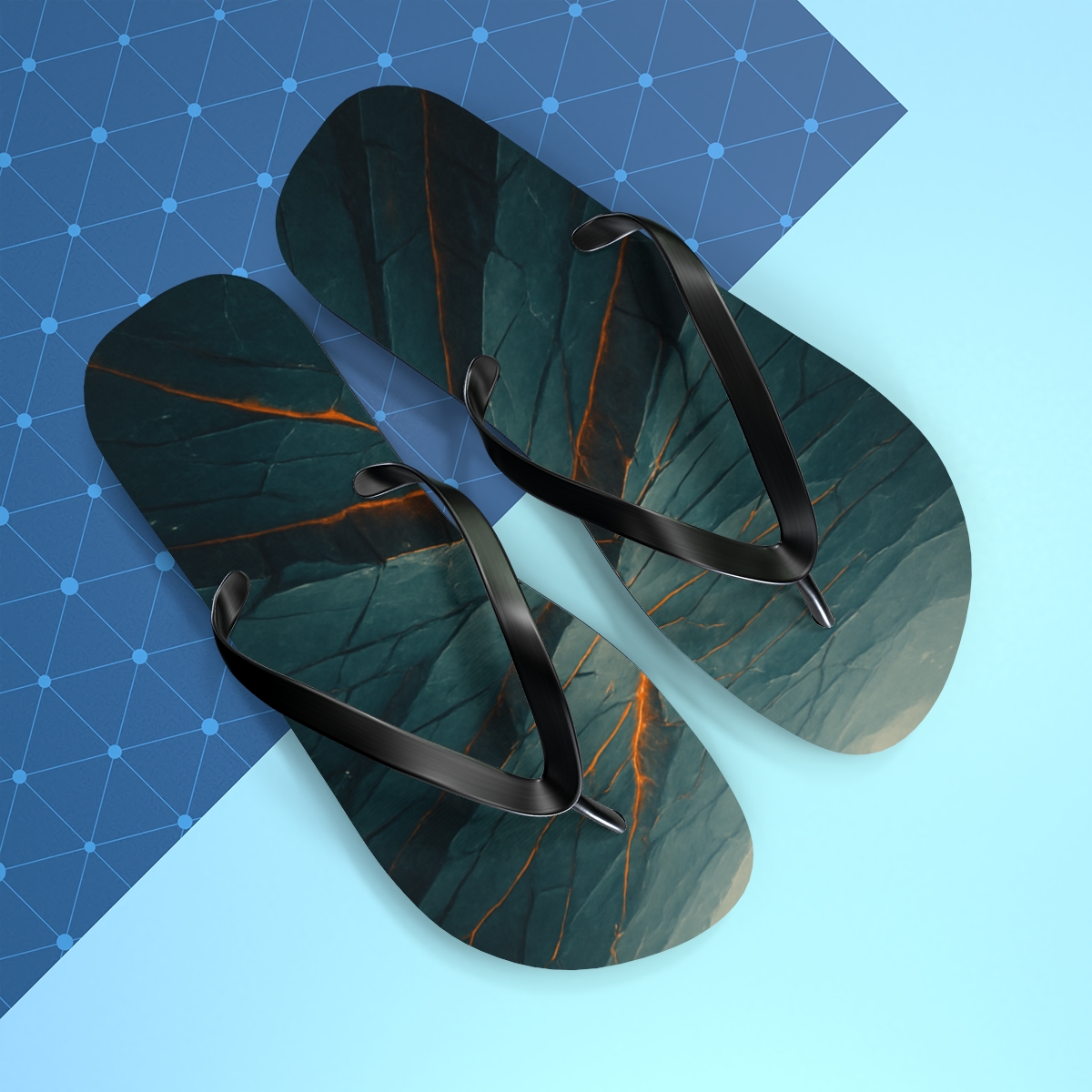 Prismatic Fault Line Fan unique graphic flip flops