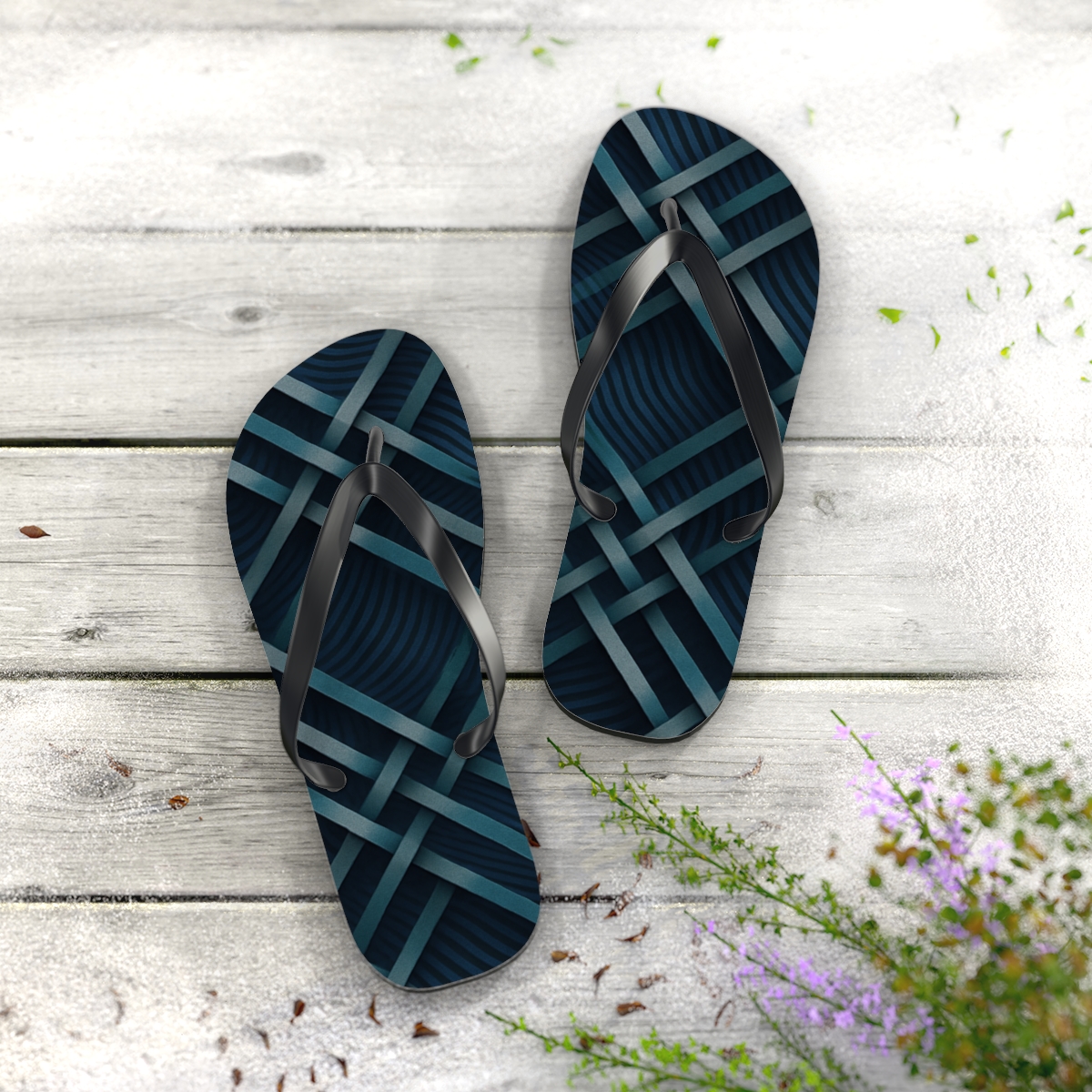 Moire Orbit Weave unique graphic flip flops