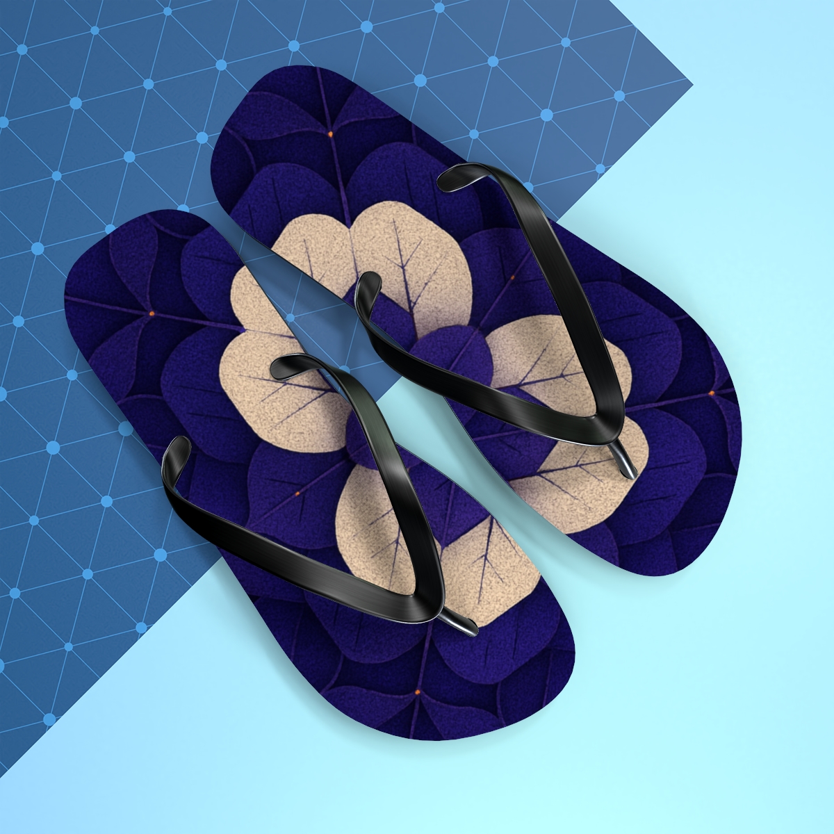 Pansy Pixel Rosette colorful rubber flip flops