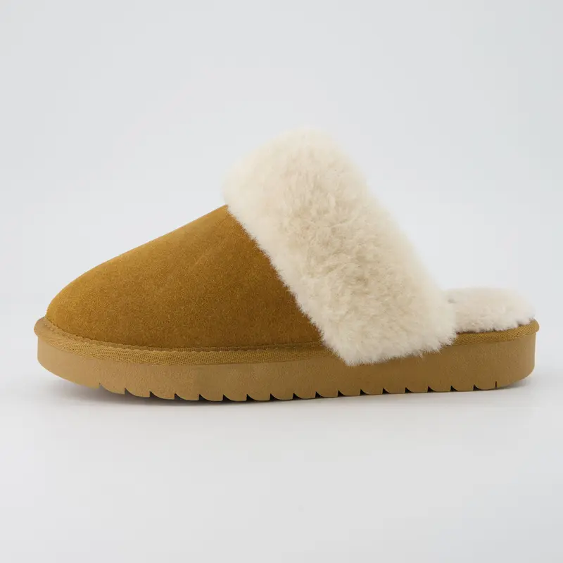Hush Cozy Women's Suede Slippers - Genuine Leather Upper, Plush and Soft Faux Shearling Lining, Memory Foam Cushioned Footbed, Indoor Outdoor Comfort Slides for Women