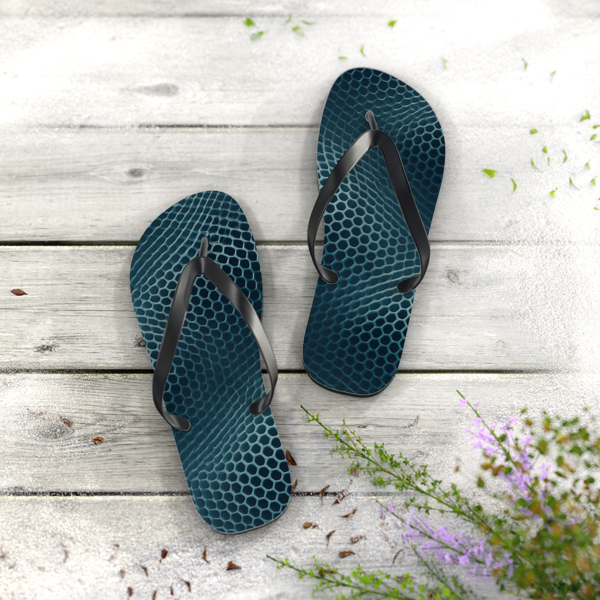 Ocean Wave Mosaic Flip Flops
