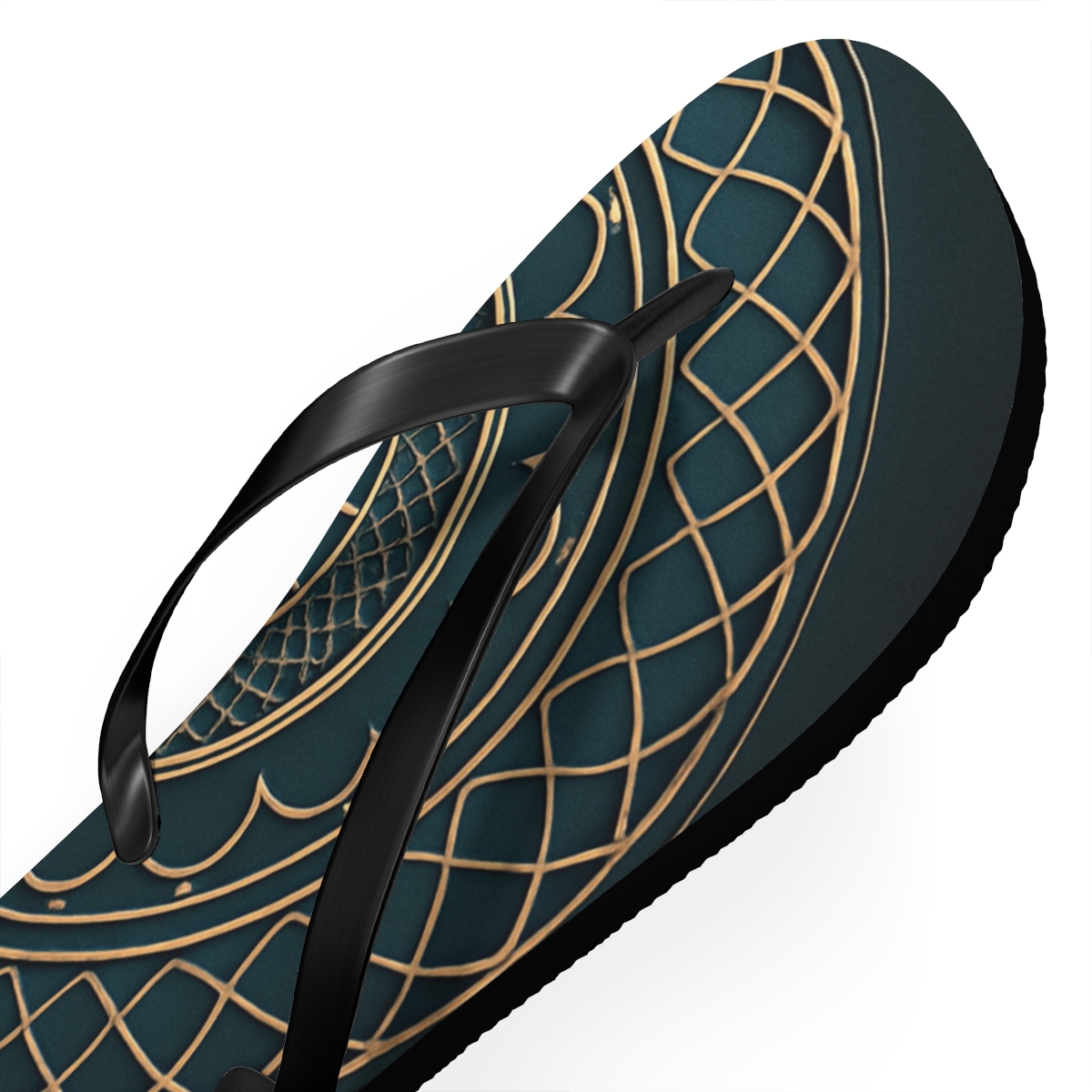 Velvet Lattice Mandala Drift designer logo flip flops