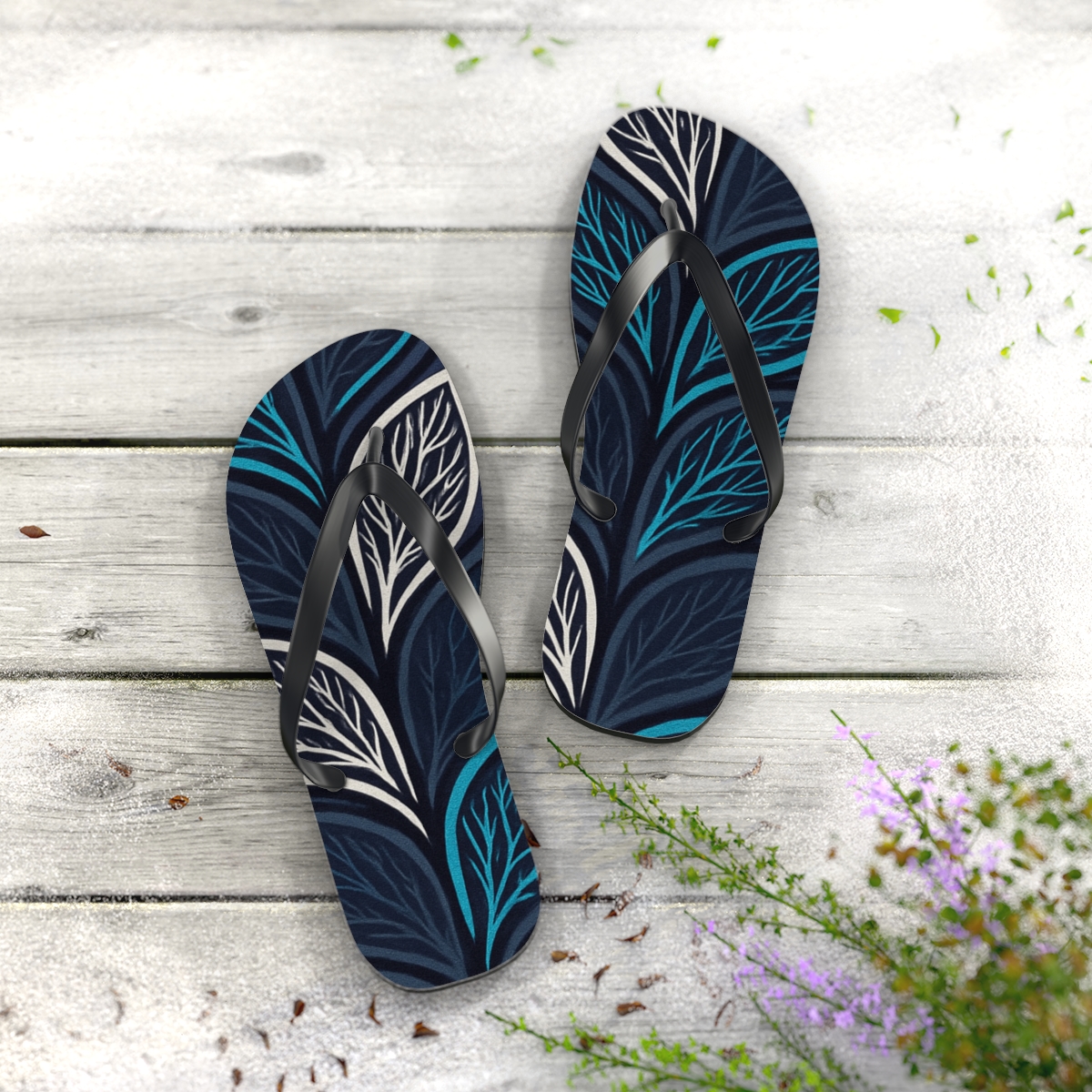 Orchid Vein Cipher Weave unique graphic flip flops