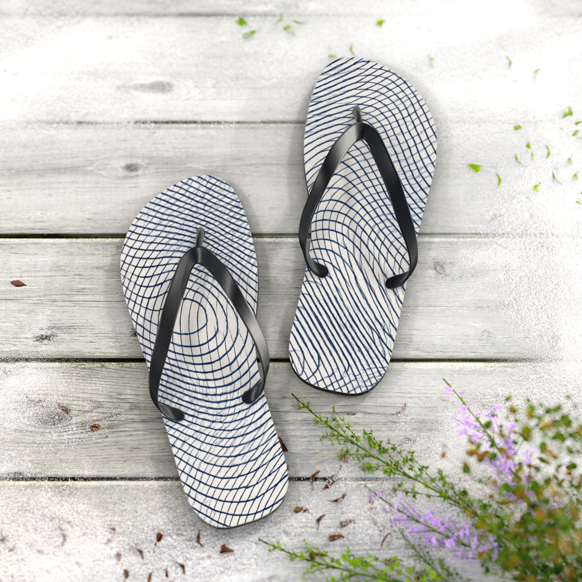 Moire Orbit Weave trendy printed flip flops