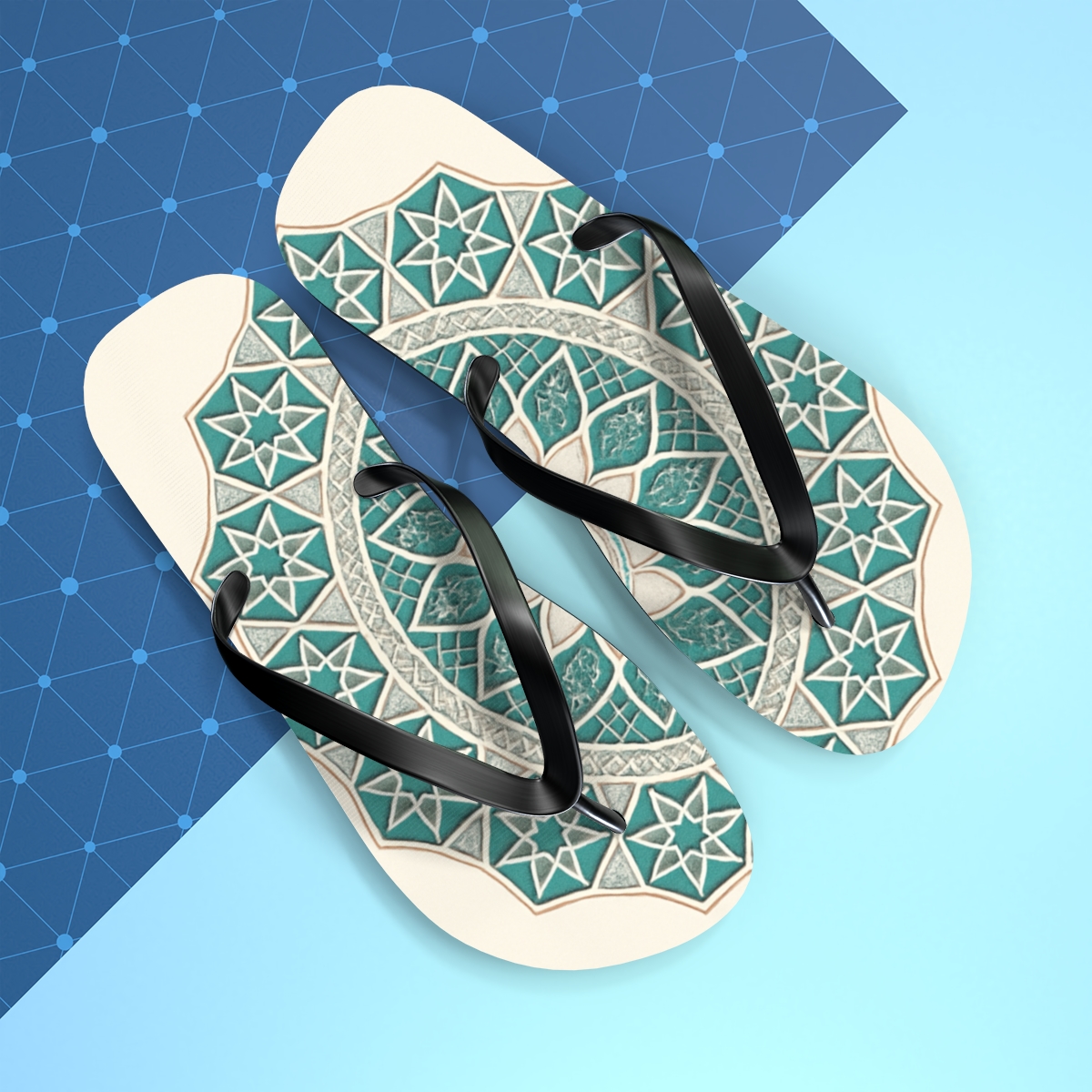 Opaline Lattice Starwheel personalized beach flip flops