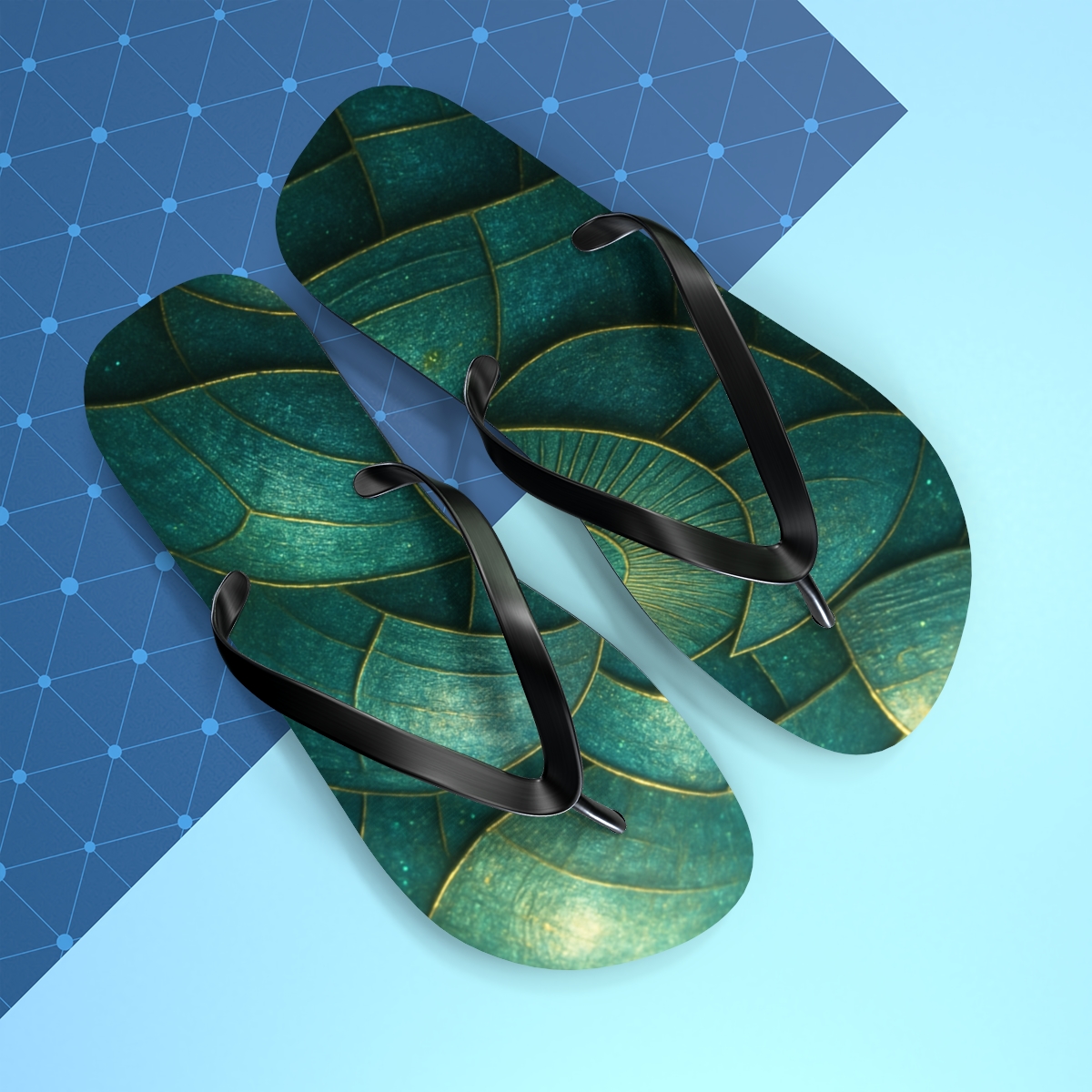 Iridescent Beetle Mosaic stylish summer flip flops