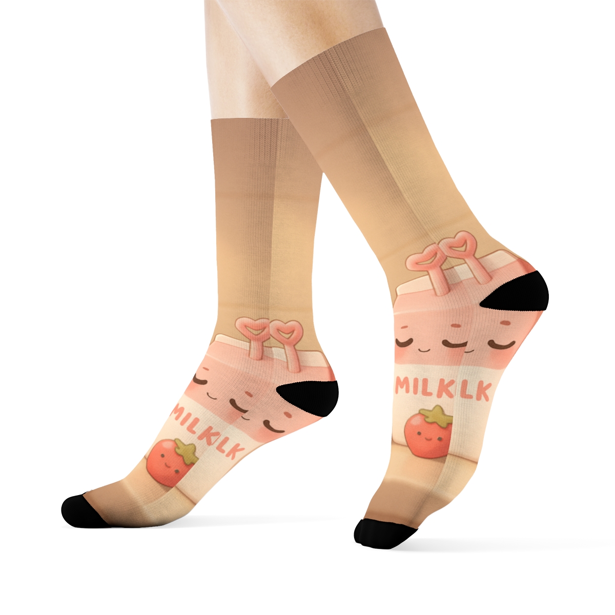 Sleepy Strawberry Milk Cartons trendy colorful socks