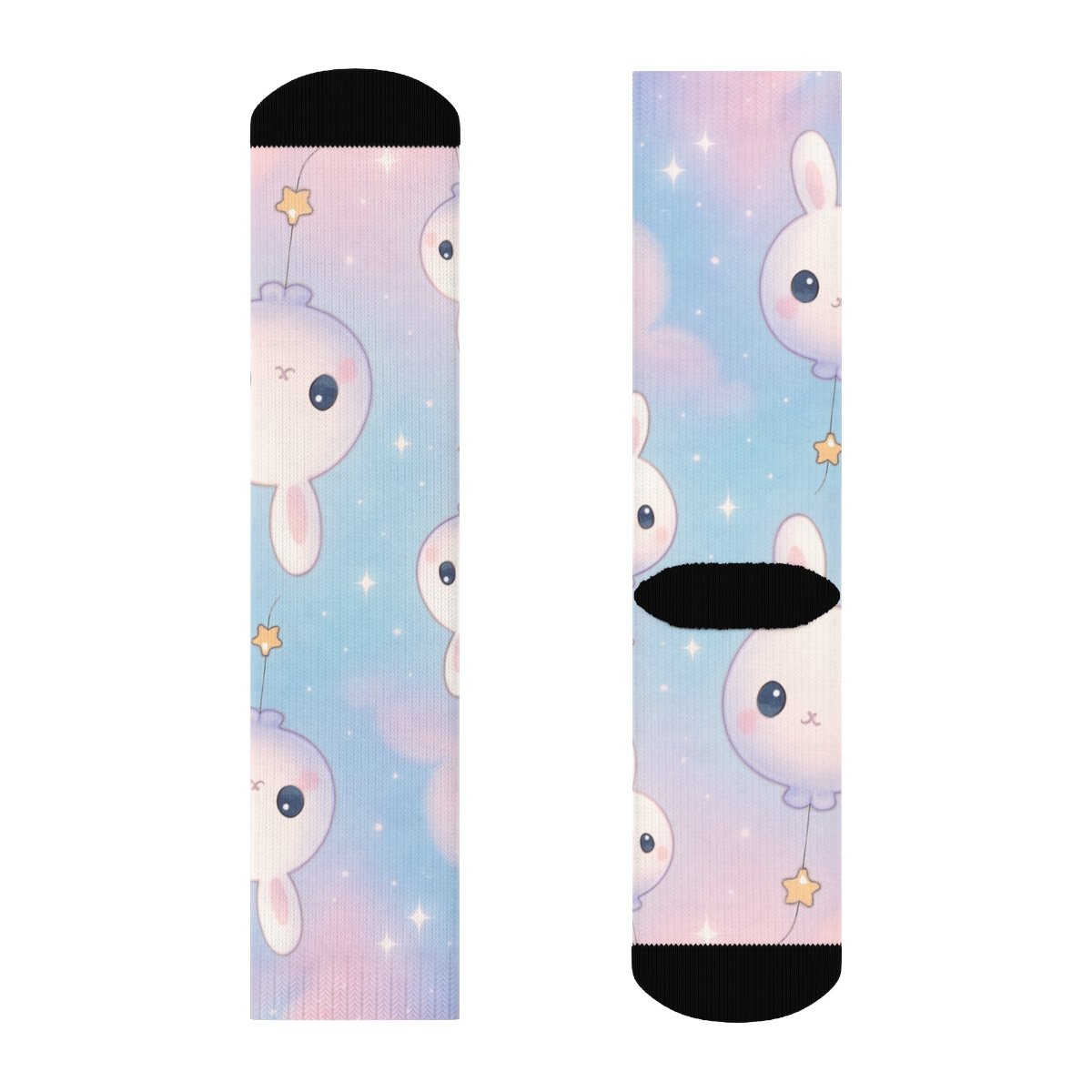 Bubble Nebula Bunny Balloons comfortable cotton socks