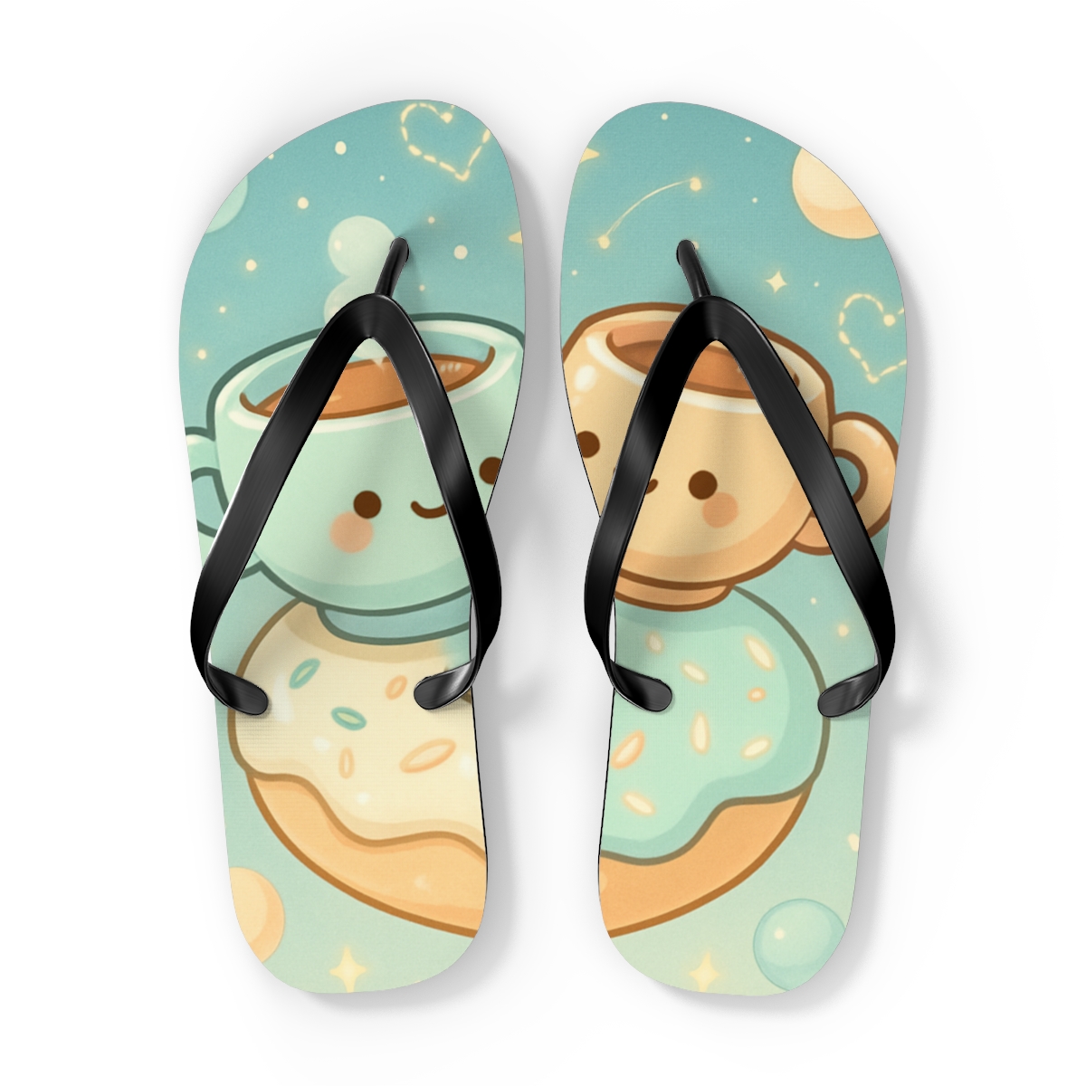 Bubble Planet Tea Party stylish summer flip flops
