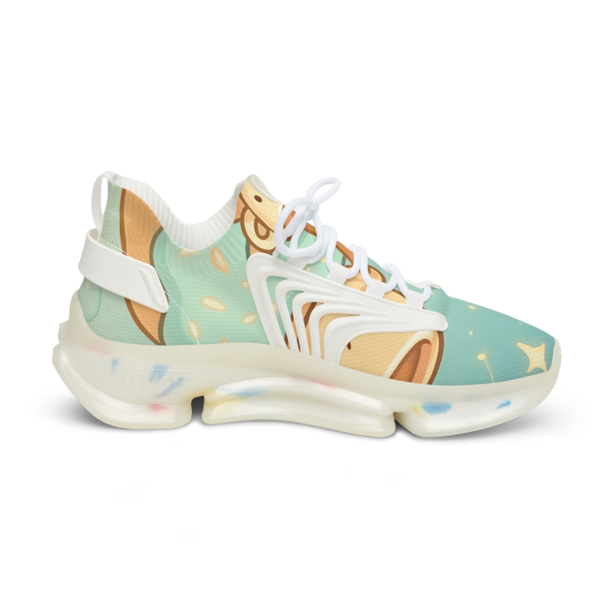 Bubble Planet Tea Party unique printed sneakers