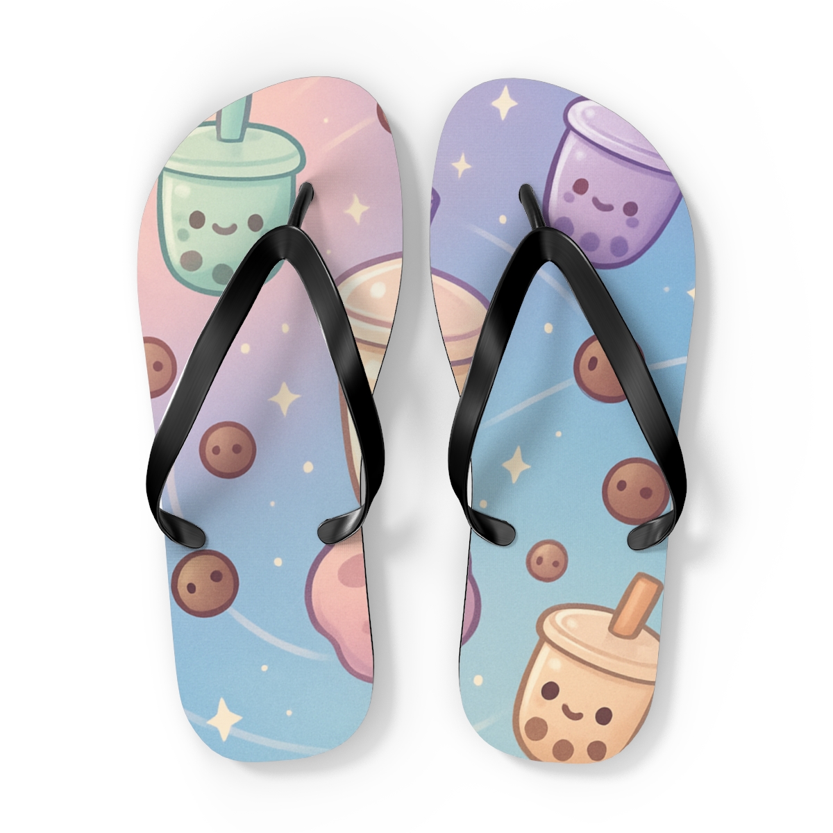 Bubble Tea Asteroid Garden designer logo flip flops