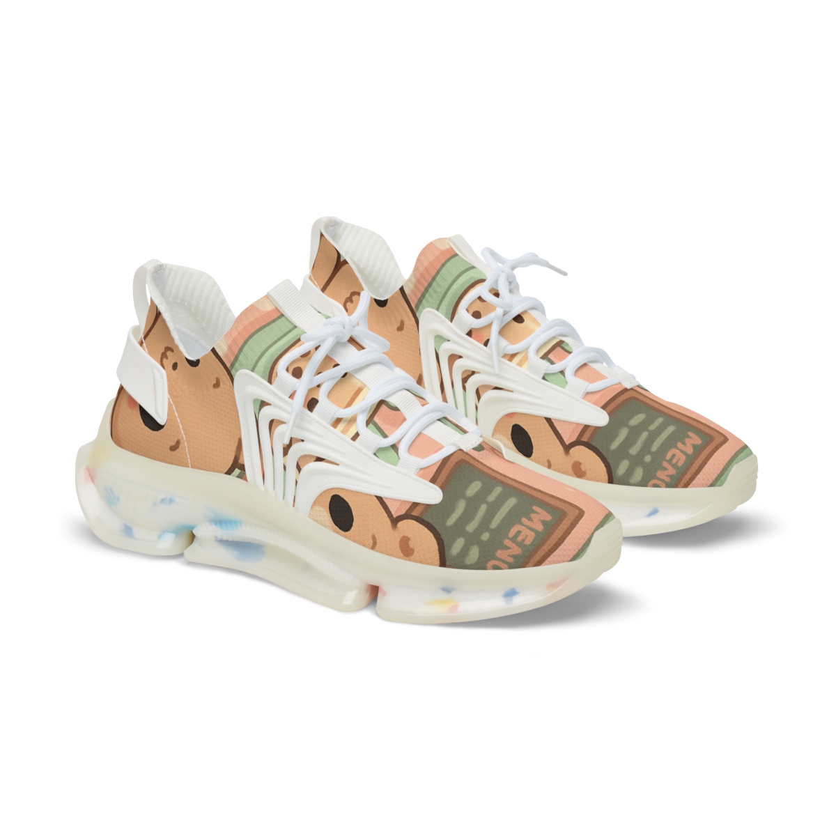 Bubble Tea Bear Cafe stylish casual sneakers