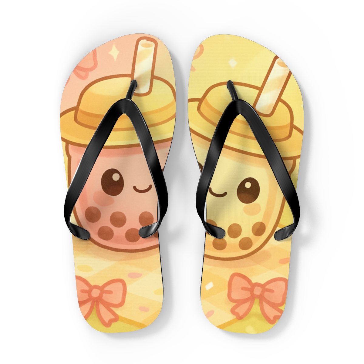 Bubble Tea Buddies stylish summer flip flops