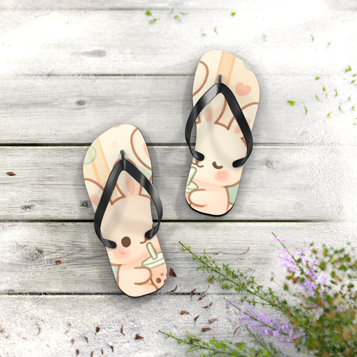 Pastel Bunny Bliss Flip Flops