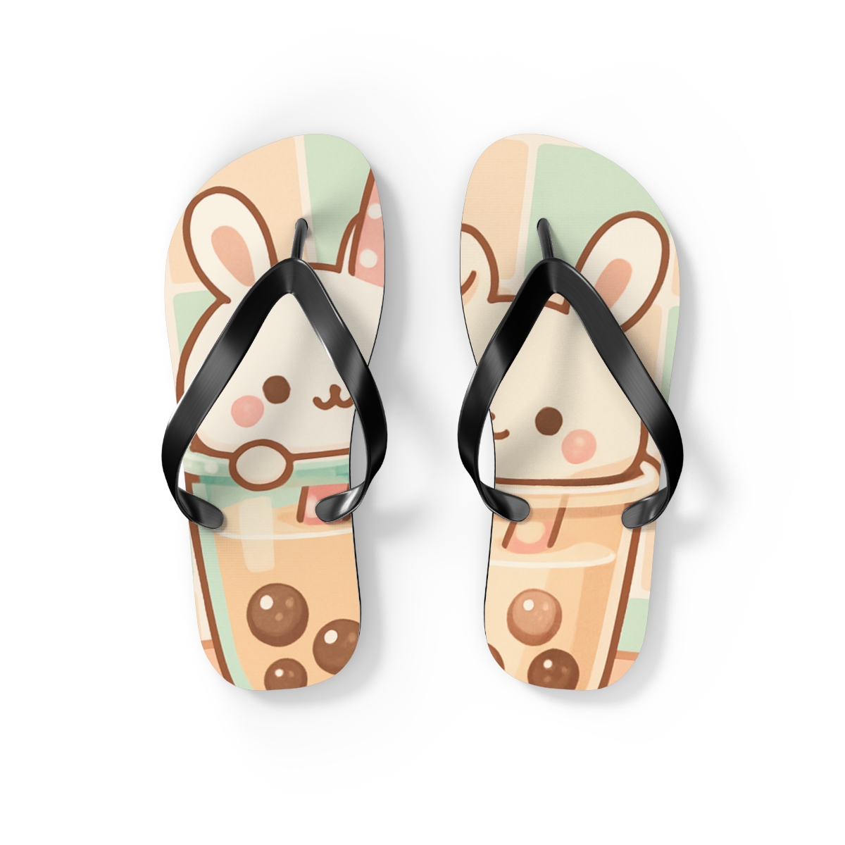 Pastel Boba Bunny Walks Flip Flops