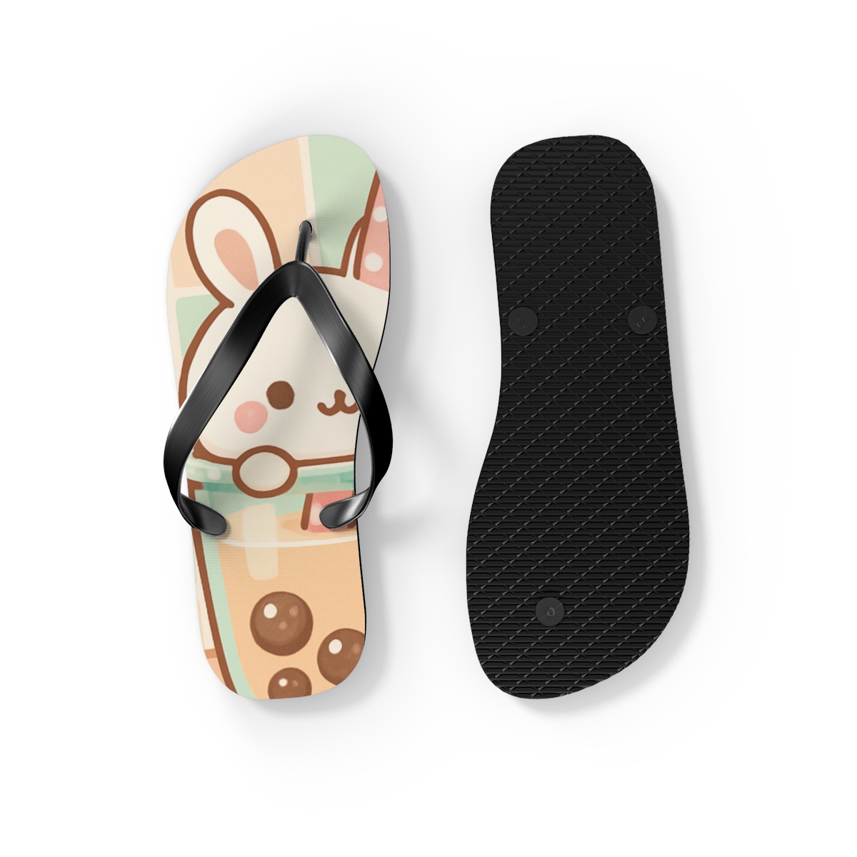 Pastel Boba Bunny Walks Flip Flops