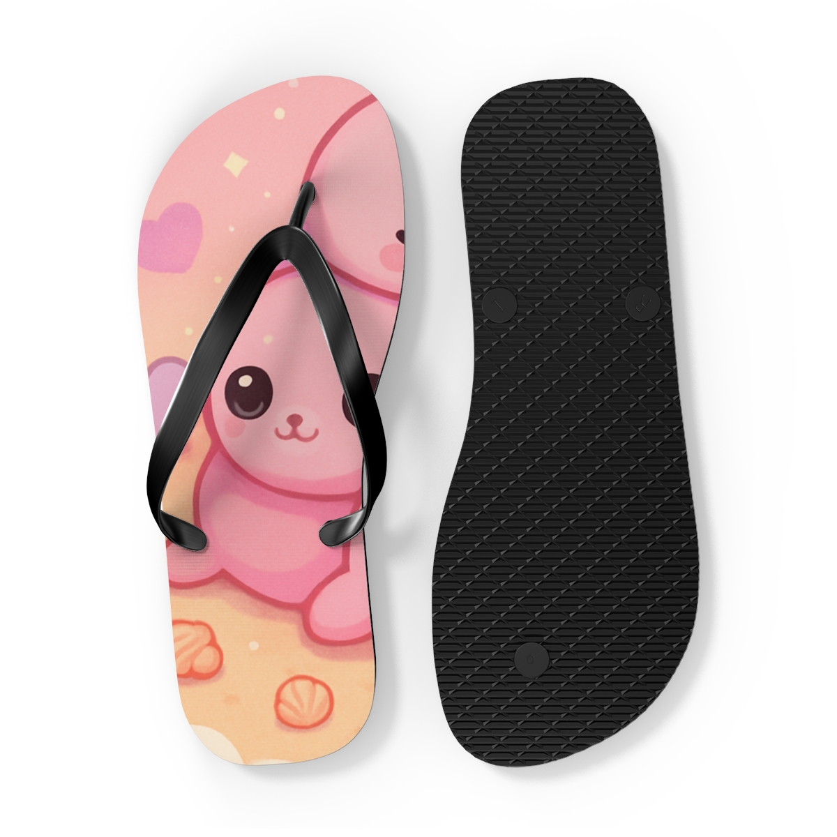Bubblegum Seal Slumber designer logo flip flops