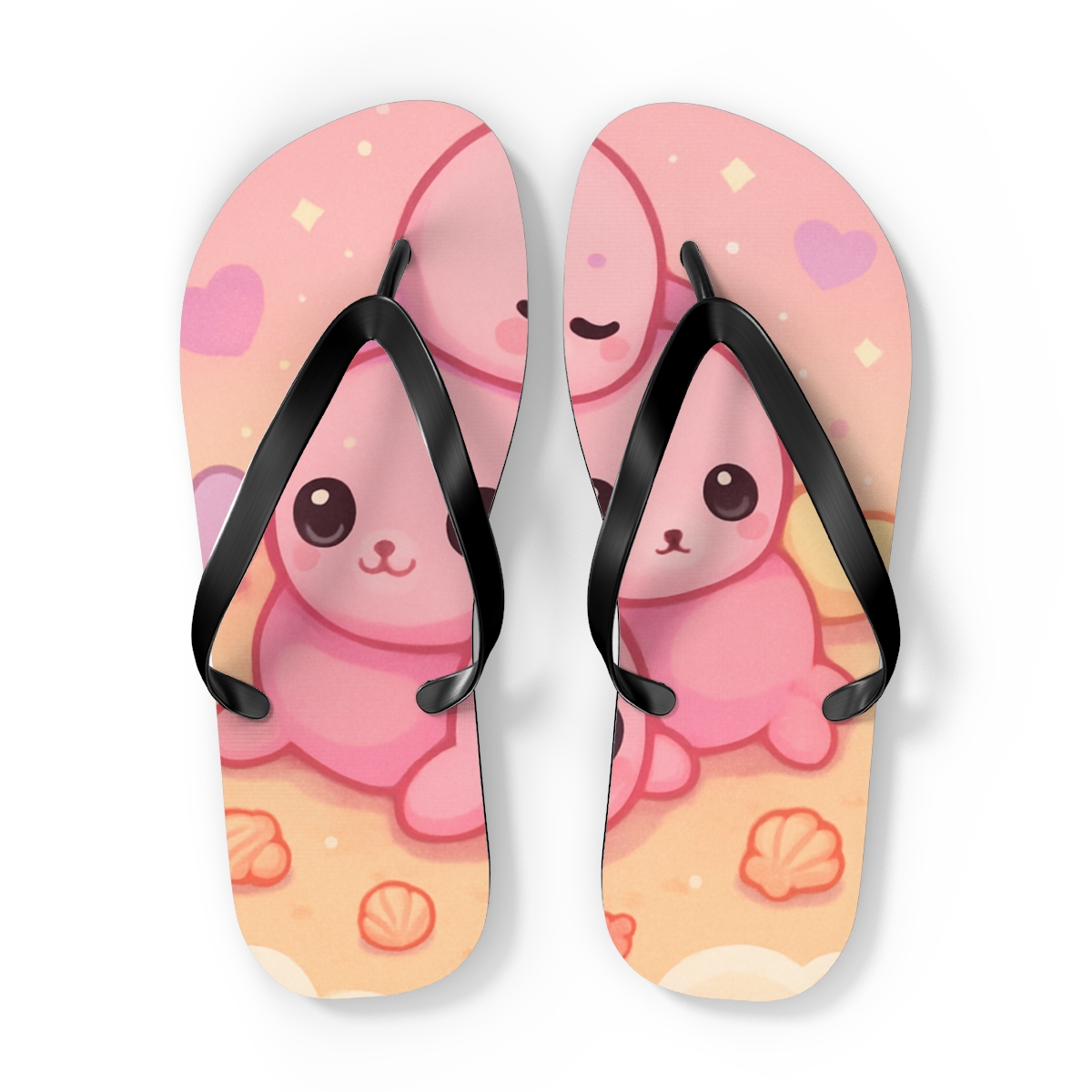 Bubblegum Seal Slumber designer logo flip flops