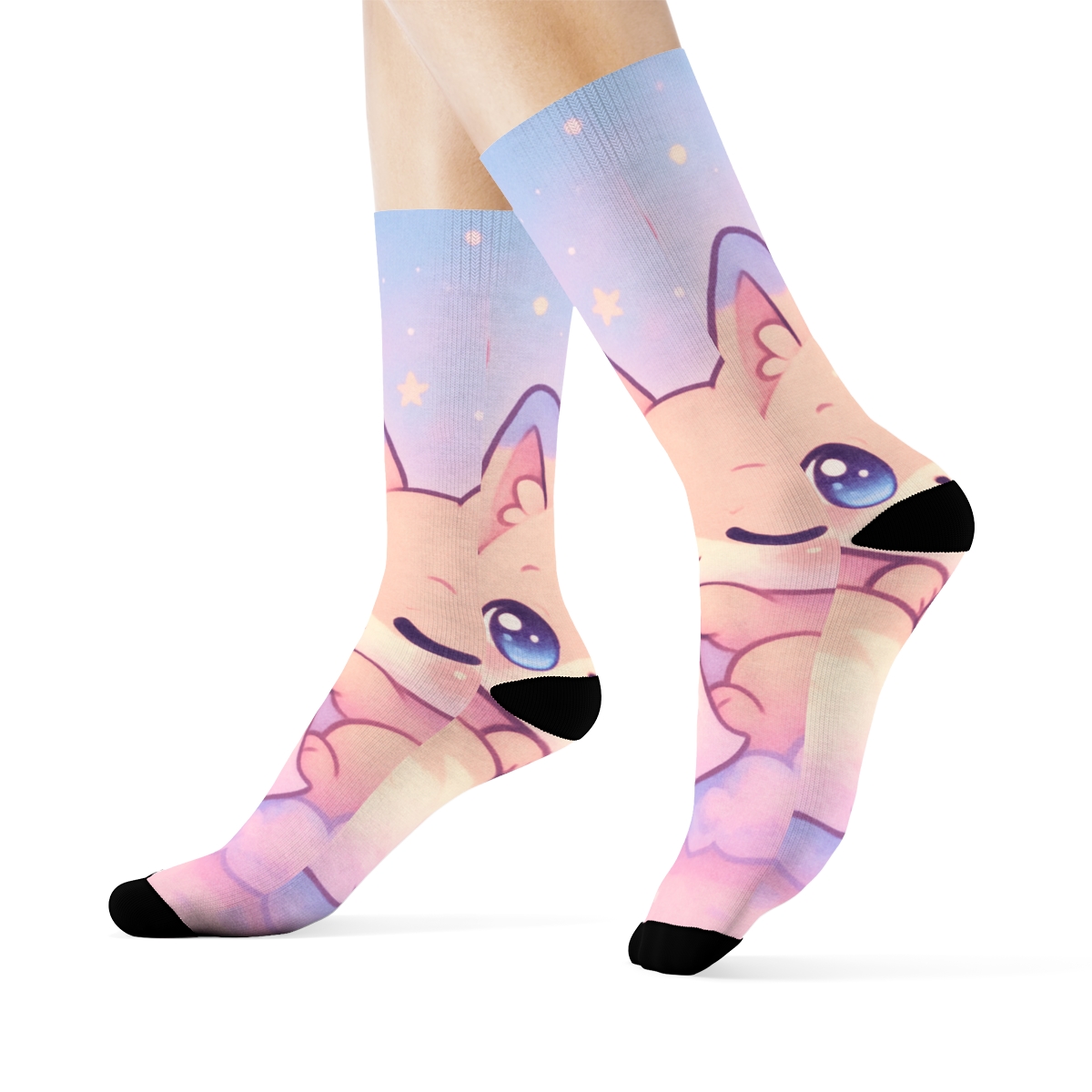 Cotton Candy Fox Nest custom socks