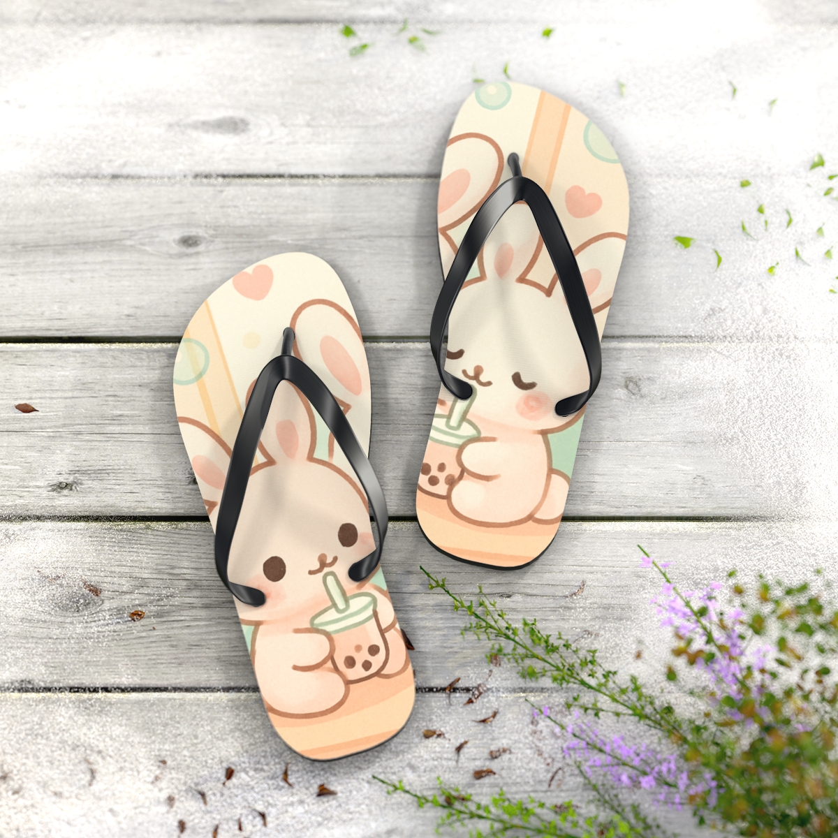 Pastel Bunny Bliss Flip Flops