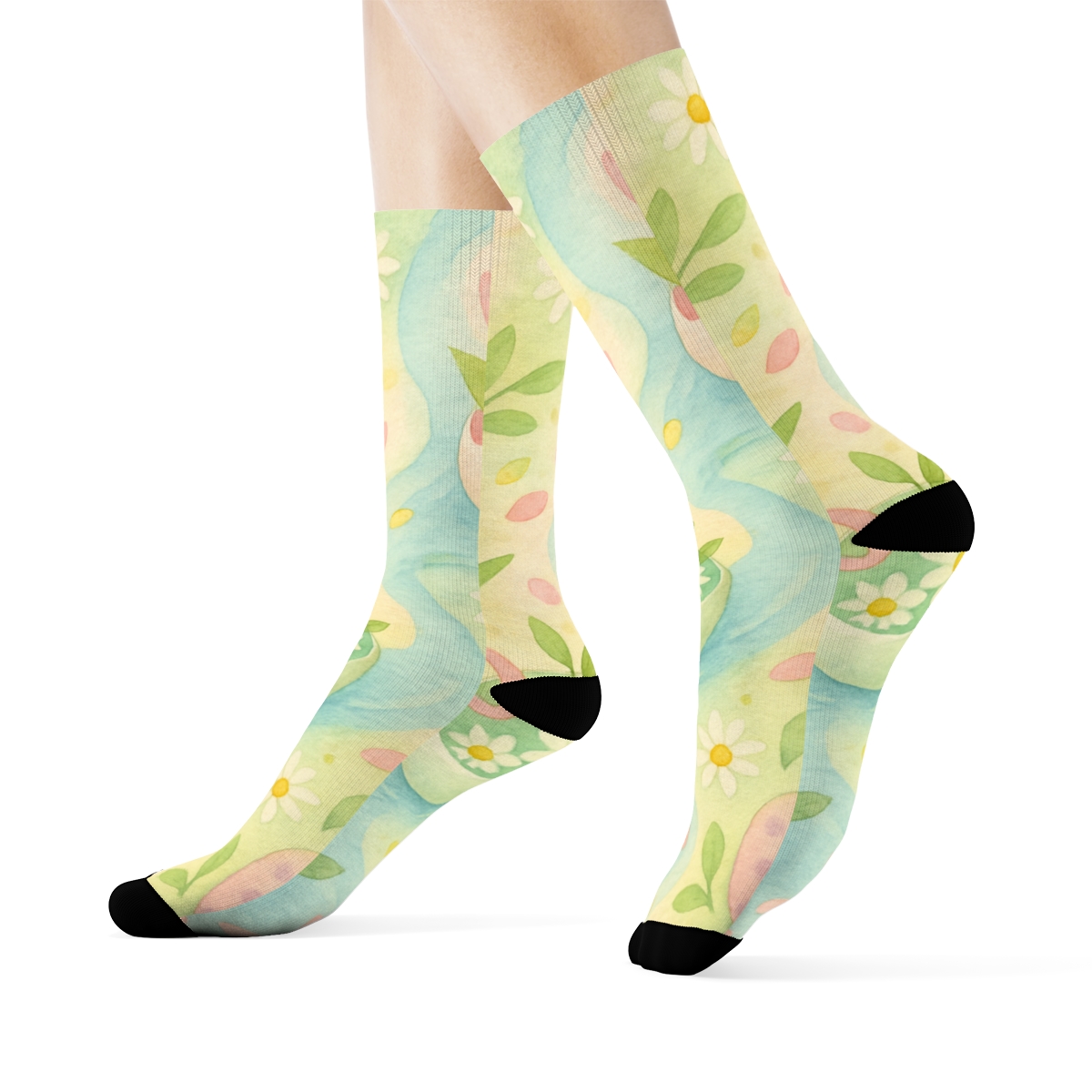 Spring Eggshell Blossom Parade personalized cozy socks