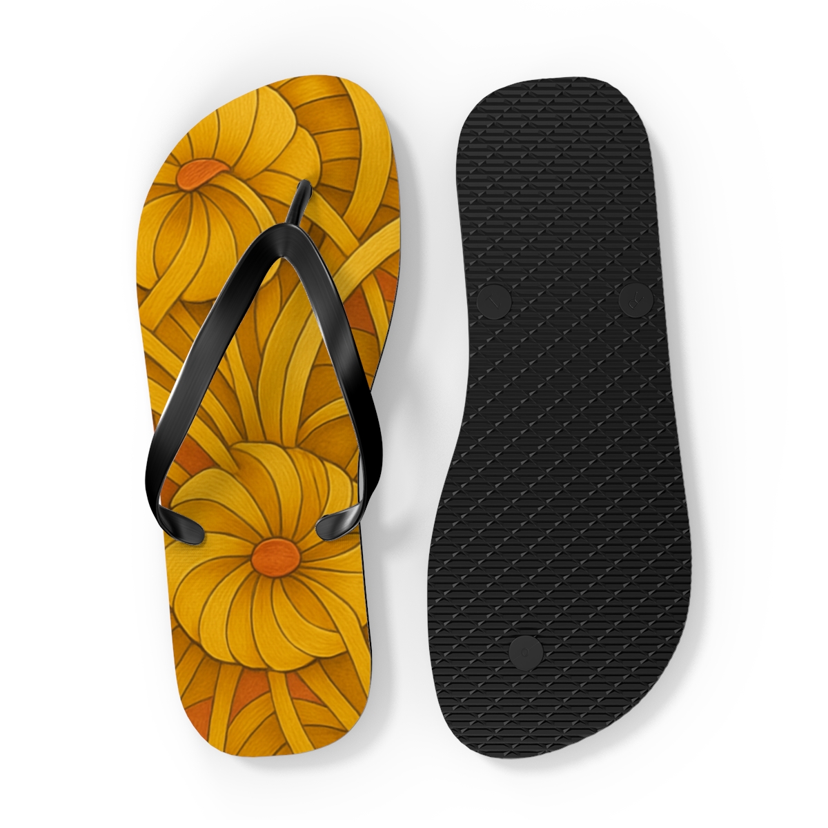 Marigold Fractal Weave designer logo flip flops
