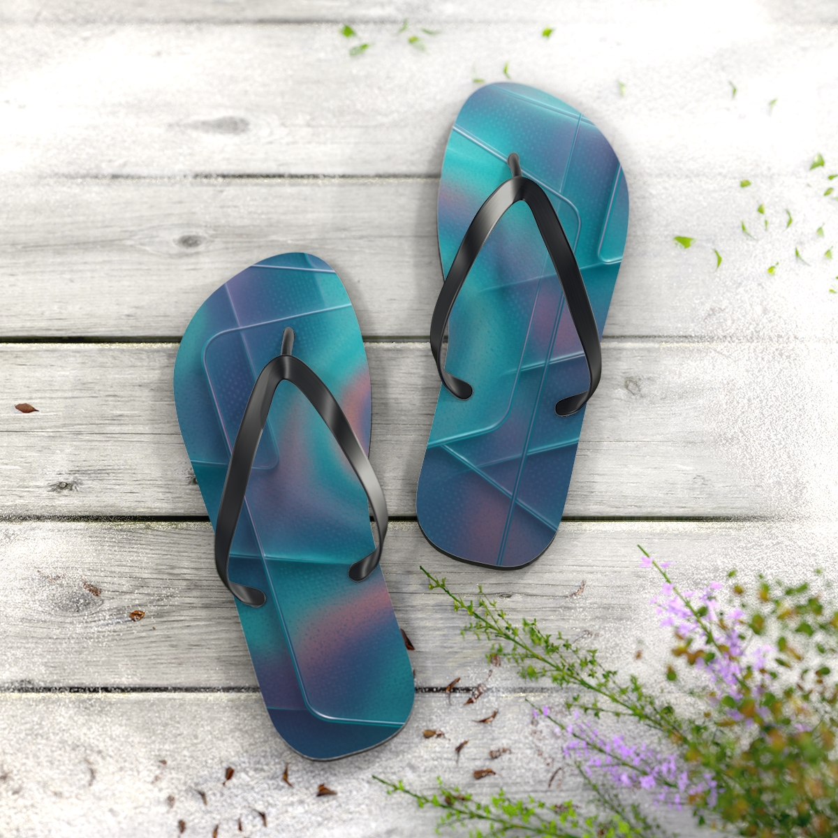 Cuttlefish Chromatic Cipher colorful rubber flip flops