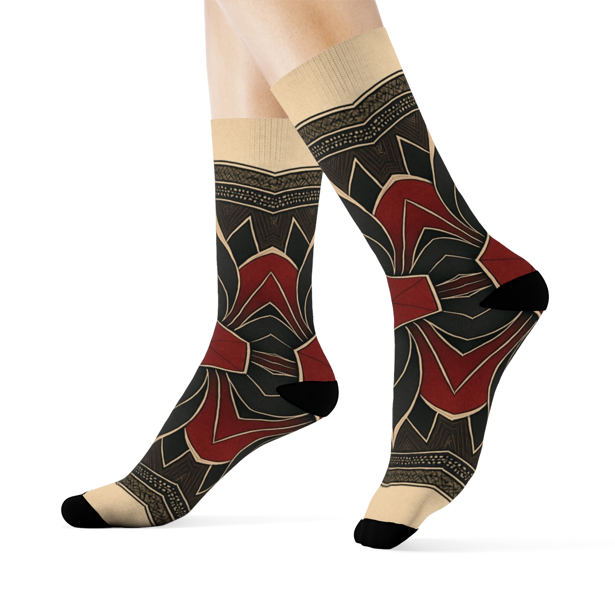 Crimson Polygon Bloomwheel personalized cozy socks