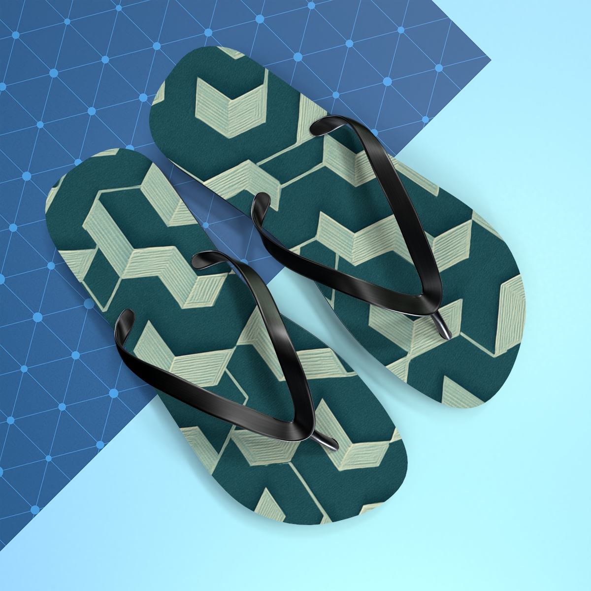 Hex Weave Oscillation trendy printed flip flops
