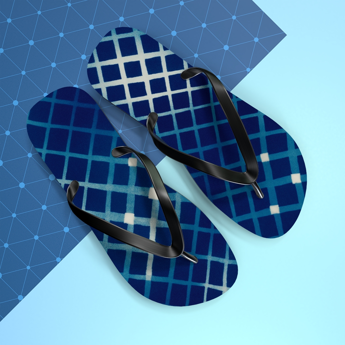 Moire Lattice Pulse Weave designer logo flip flops