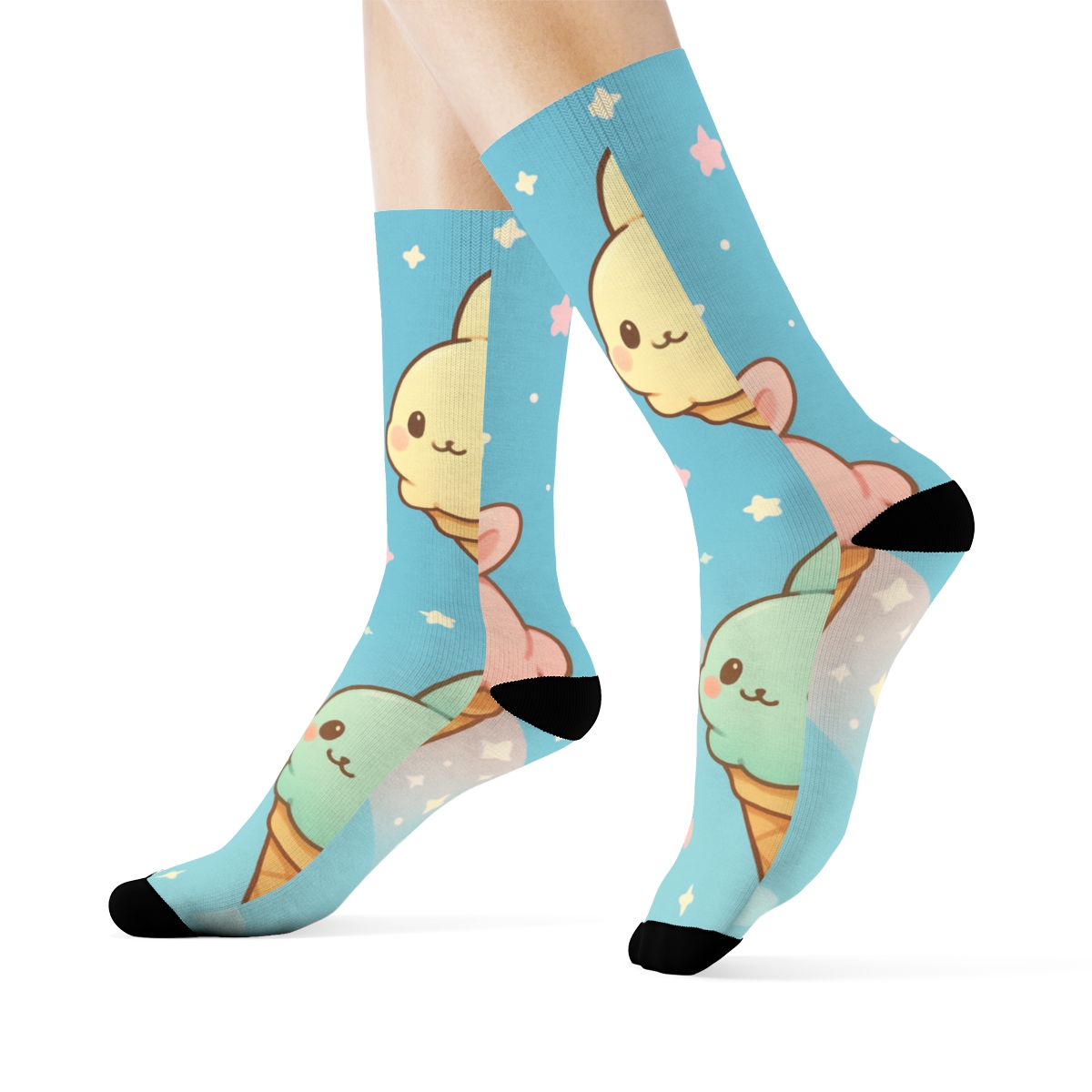 Comet Cream Bunny Cones trendy colorful socks