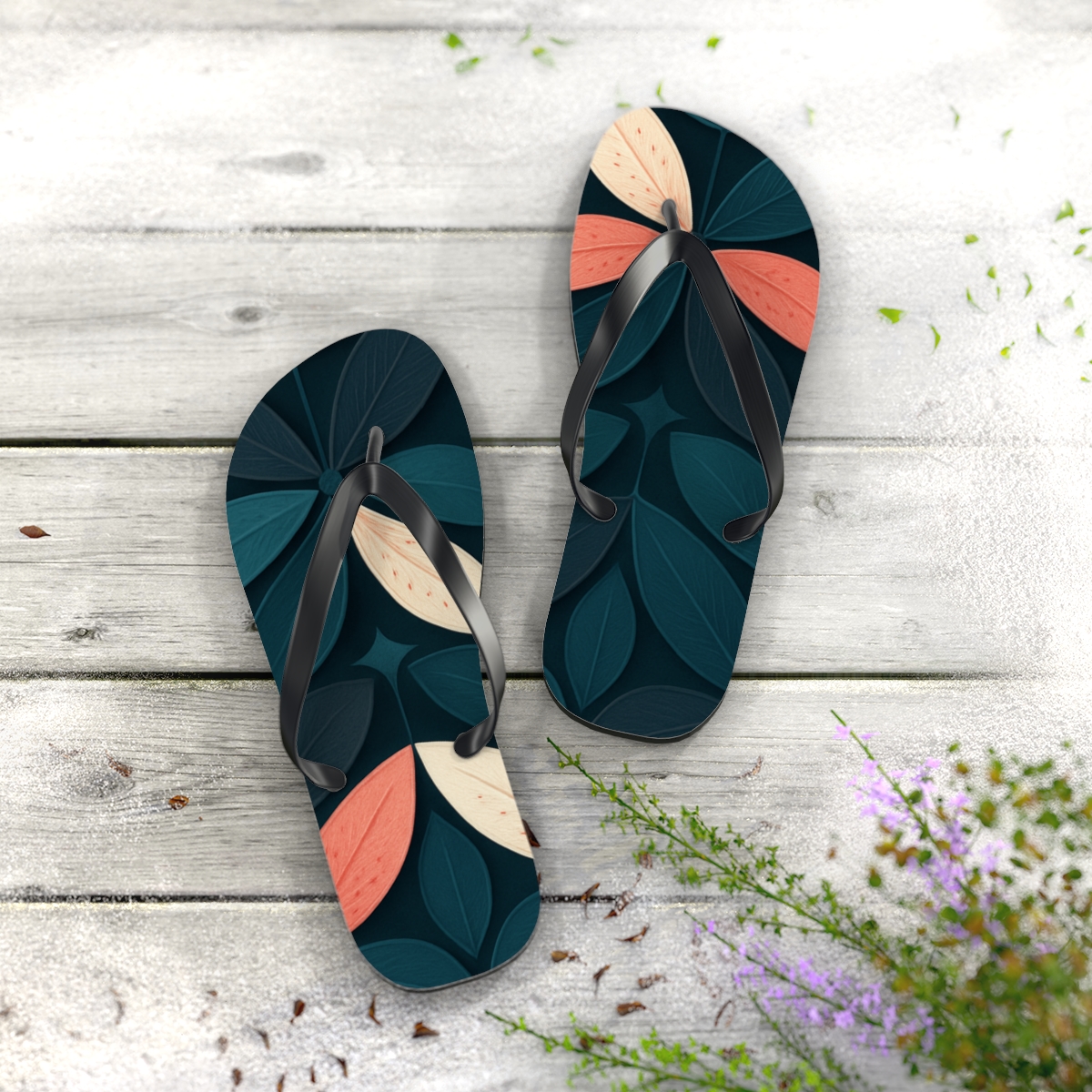 Orchid Aperture Tessellation trendy printed flip flops