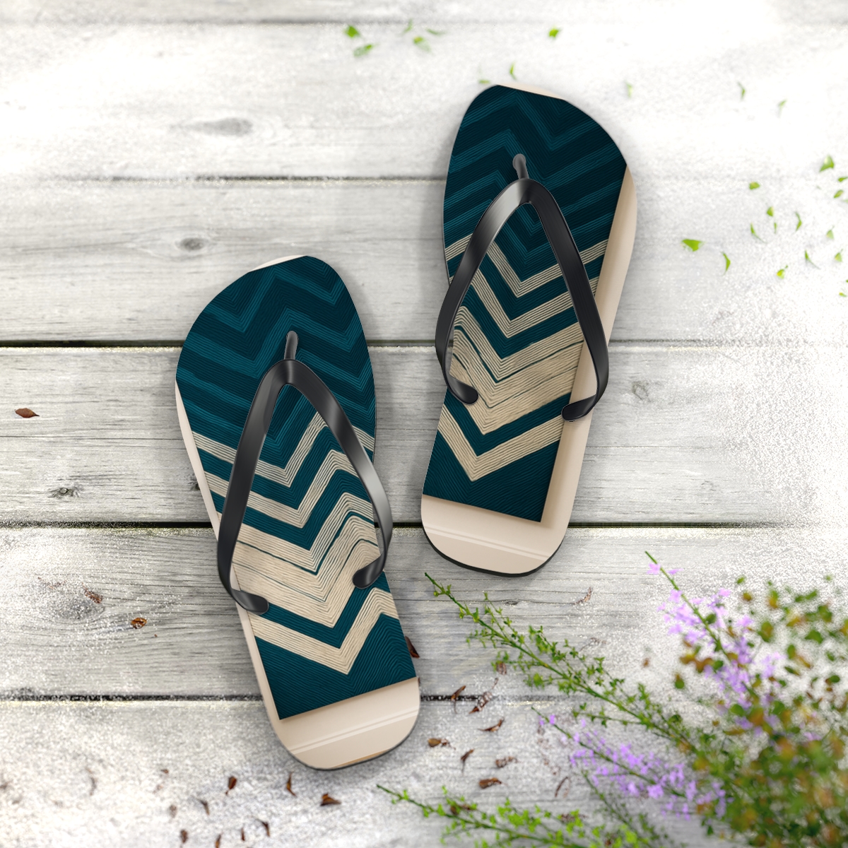 Moire Chevron Lattice custom flip flops