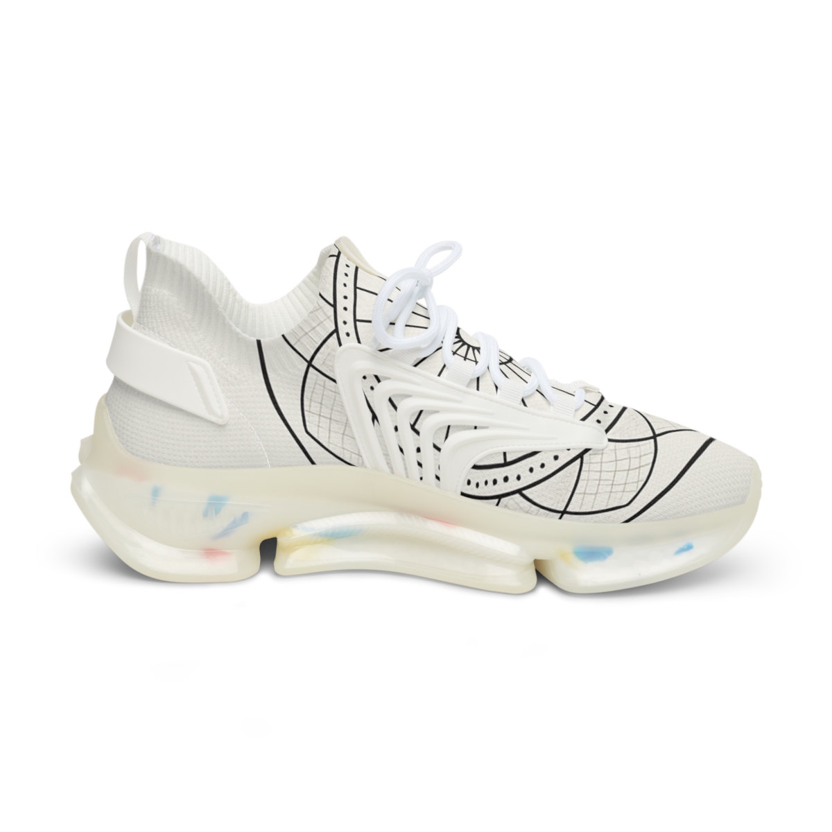 Monochrome Orbital Lattice Mandala stylish casual sneakers