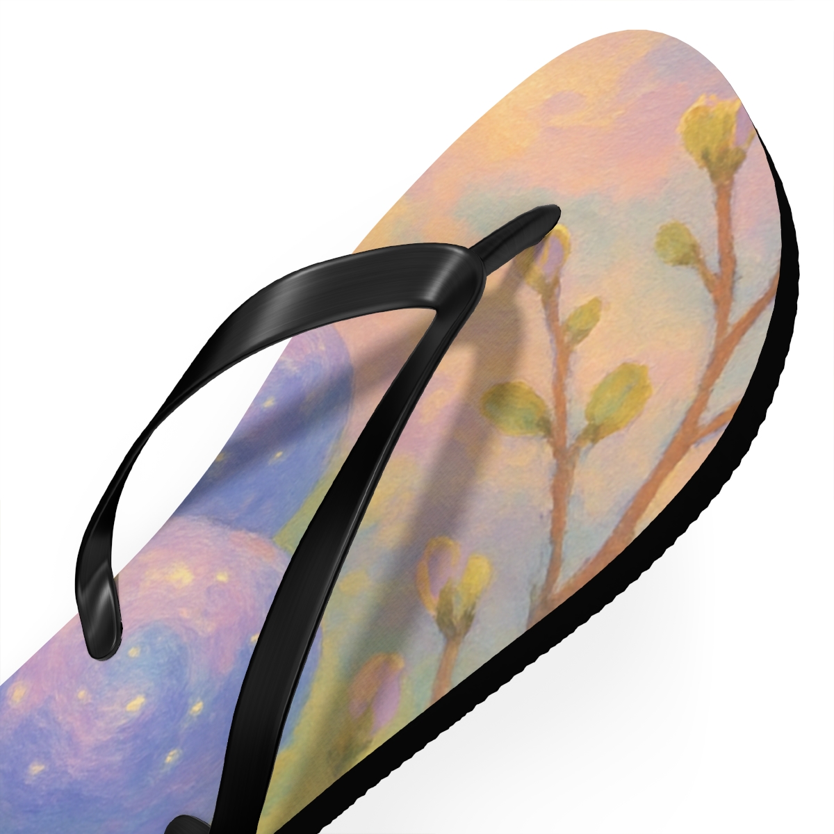 Spring Egg Nebula Bloom colorful rubber flip flops