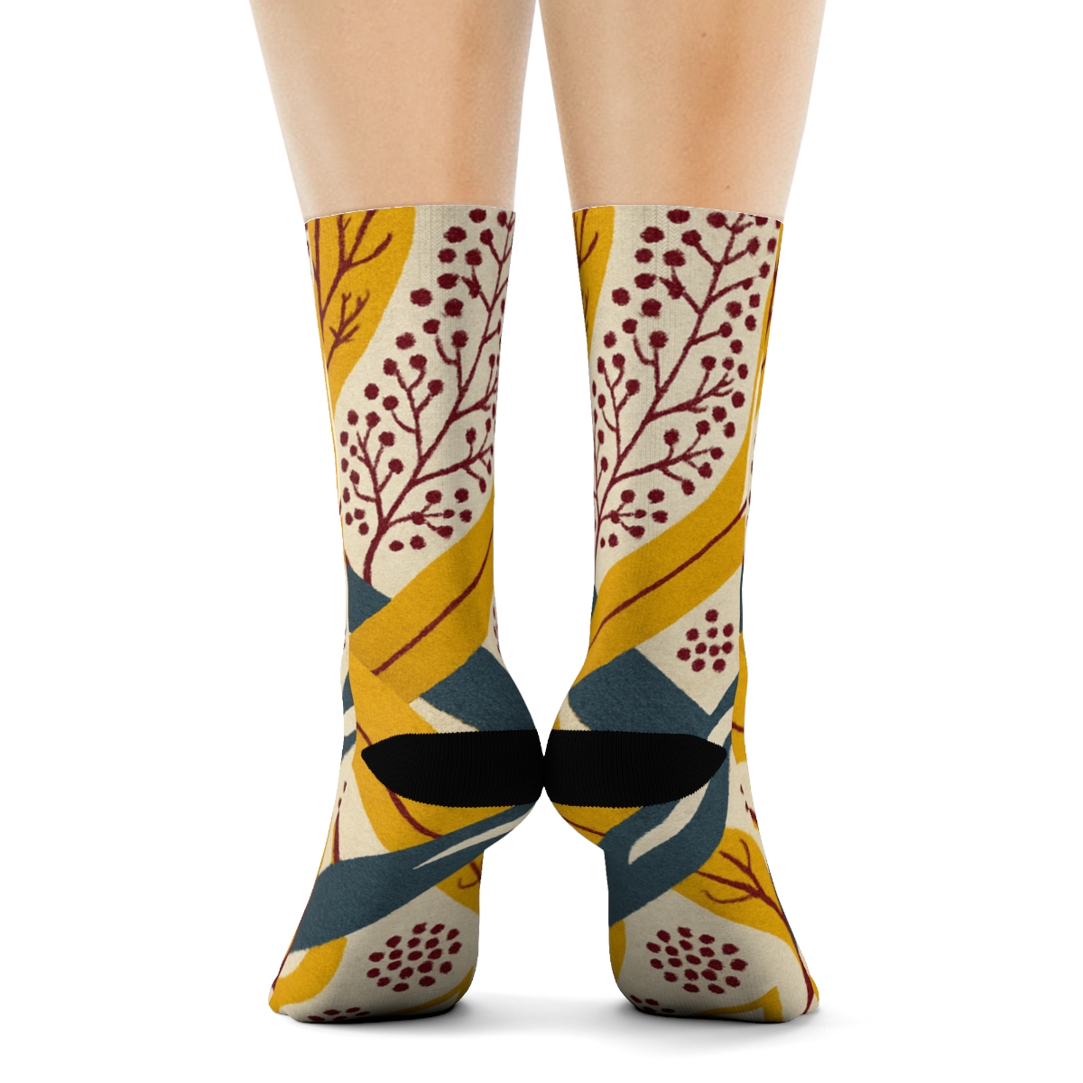 Marigold Fractal Vein Weave trendy colorful socks