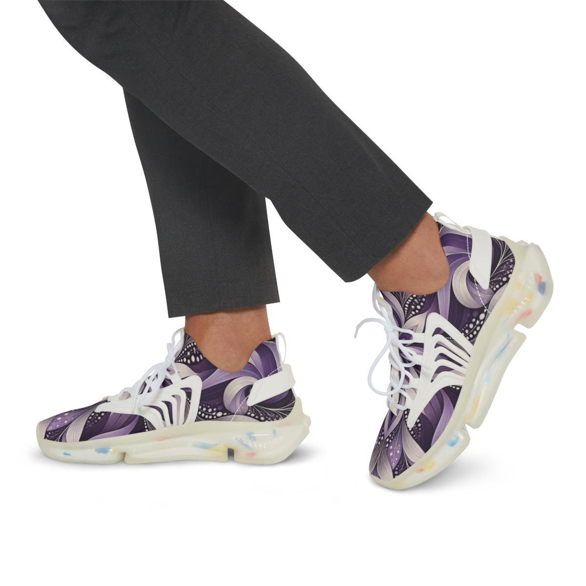 Heliotrope Stripe Fractal Loom comfortable running sneakers [AI-de529953-e361d462506c]