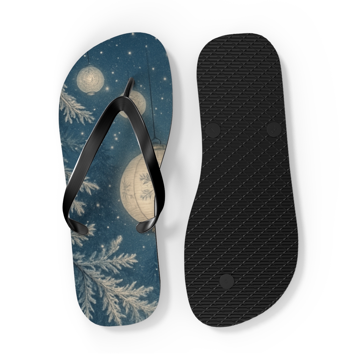Winter Lantern Constellation soft sole flip flops
