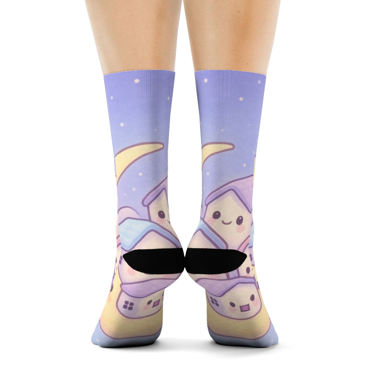 Sleepy Moon Marshmallow Village stylish patterned socks