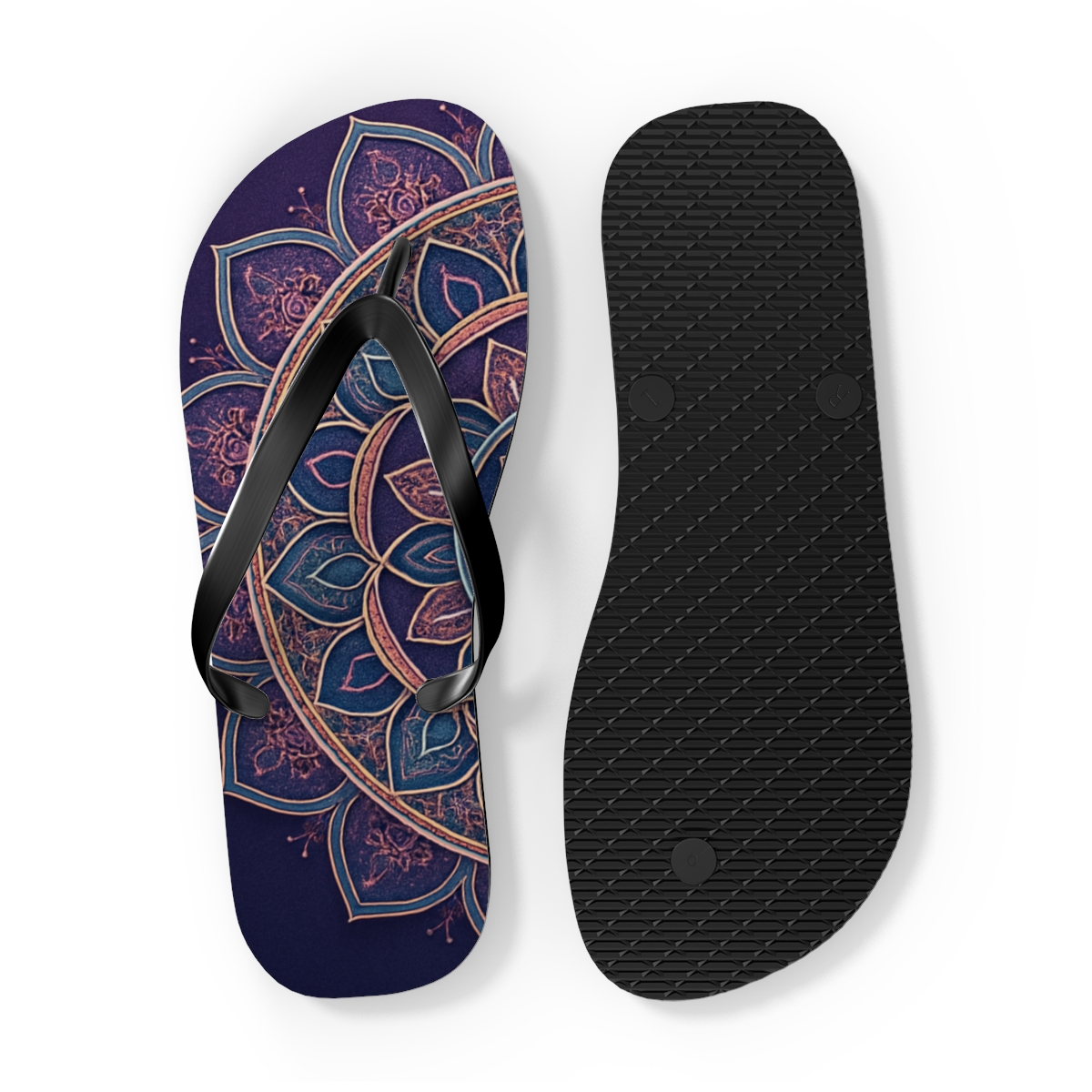 Prismatic Orbit Filigree designer logo flip flops