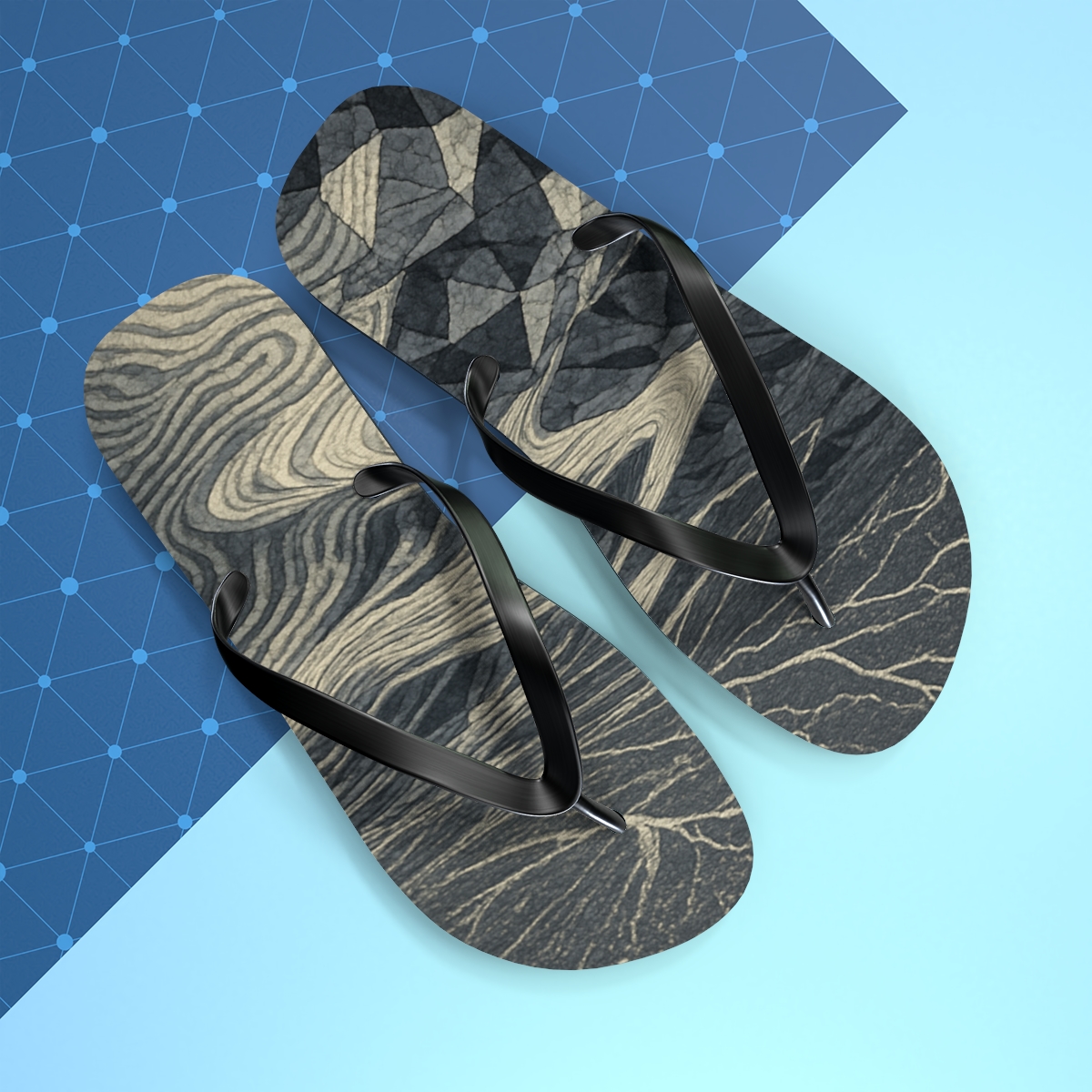 Vein And Ripple Mosaic soft sole flip flops