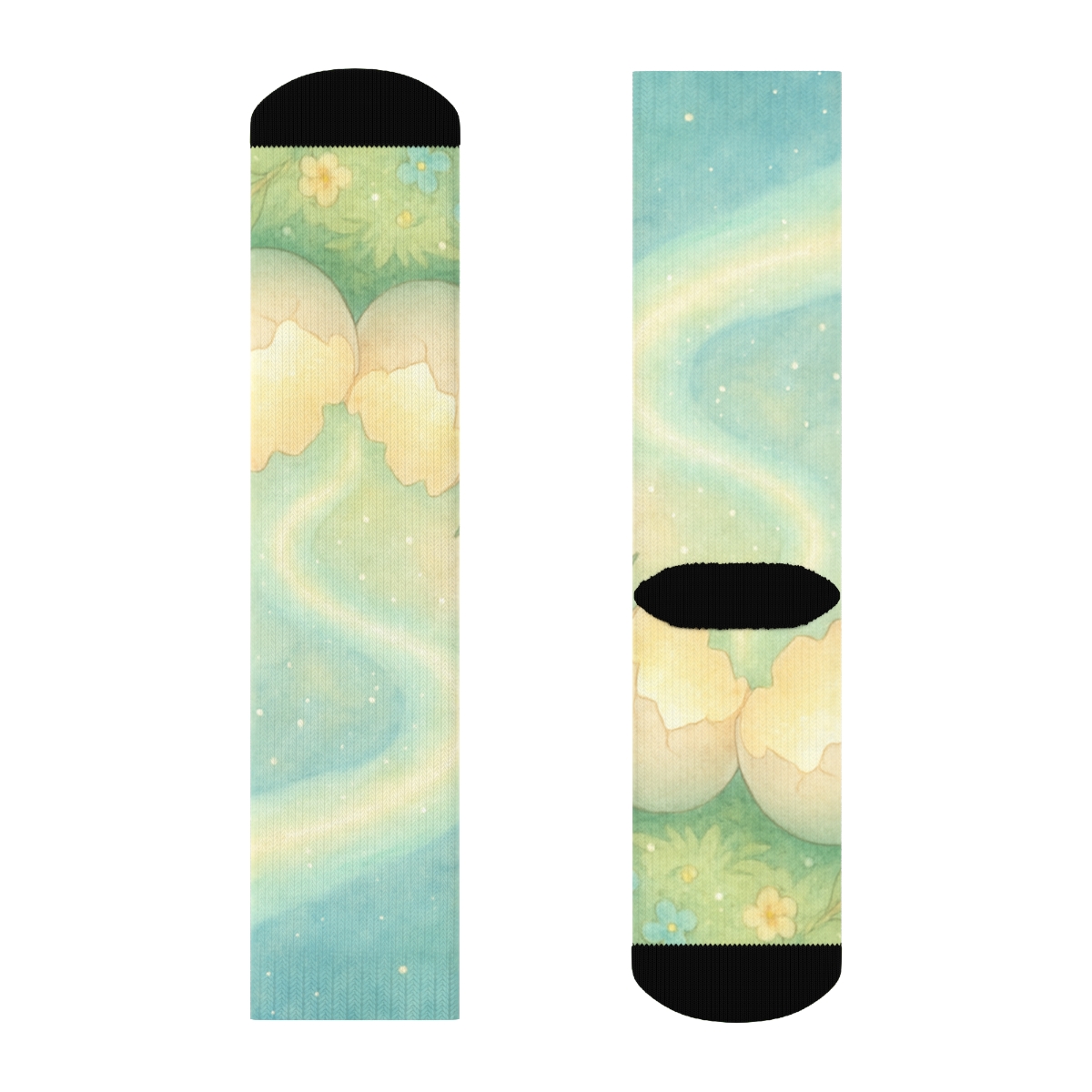 Spring Eggshell Aurora Garden designer logo socks