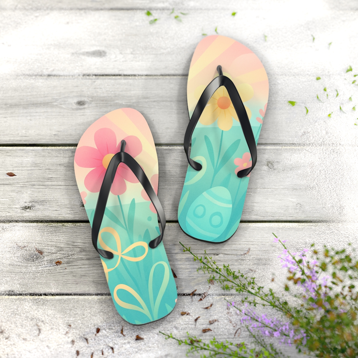 Easter Dawn Ribbon Meadow soft sole flip flops