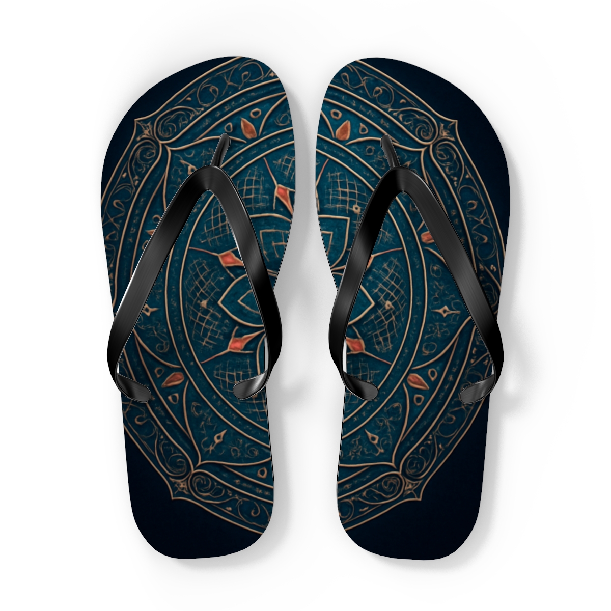 Nebula Filigree Compasswheel trendy printed flip flops